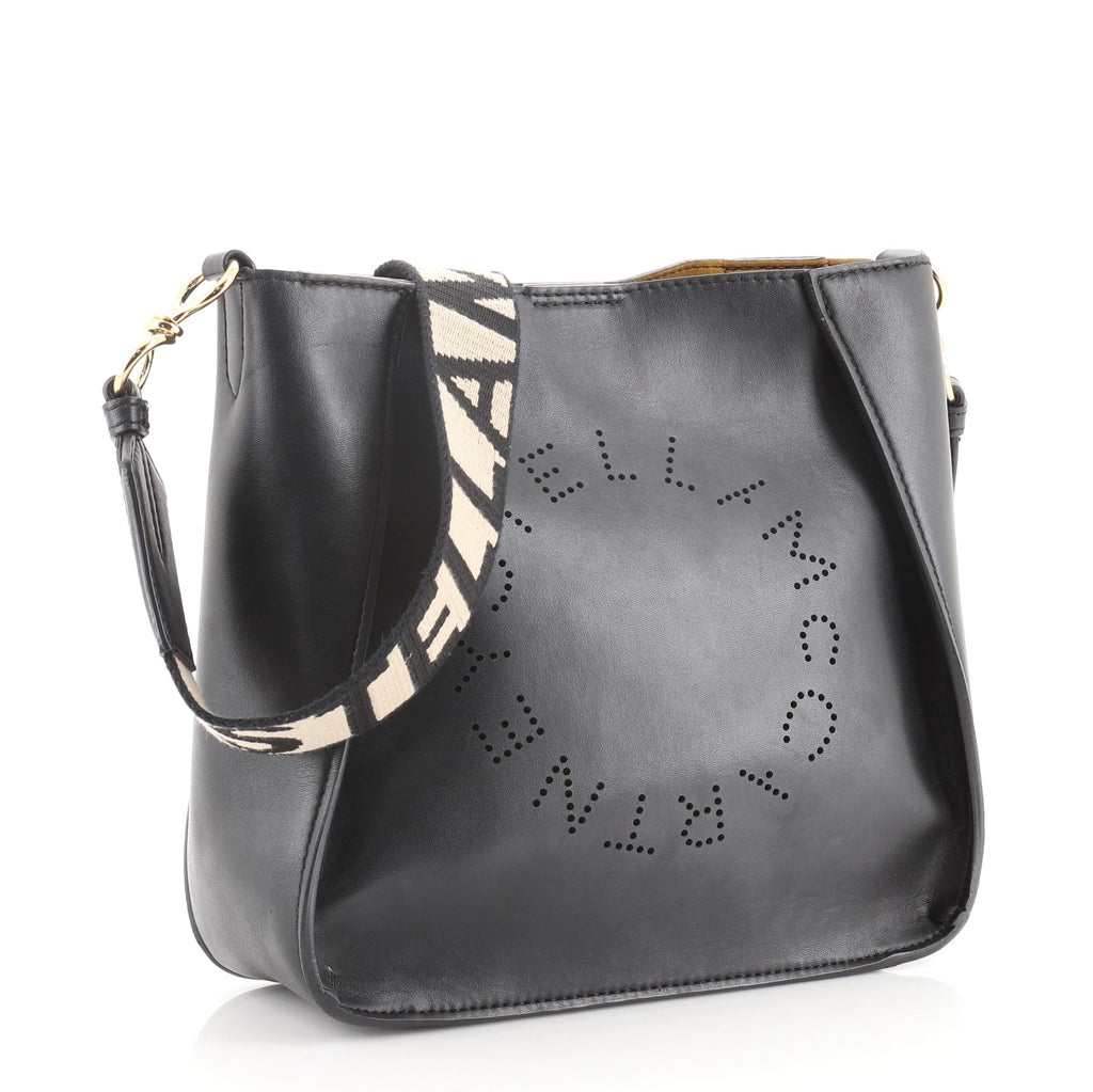 Logo Crossbody Bag Perforated Faux Leather Mini