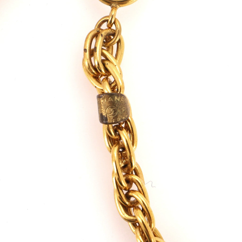Vintage CC Drop Pendant Necklace Metal