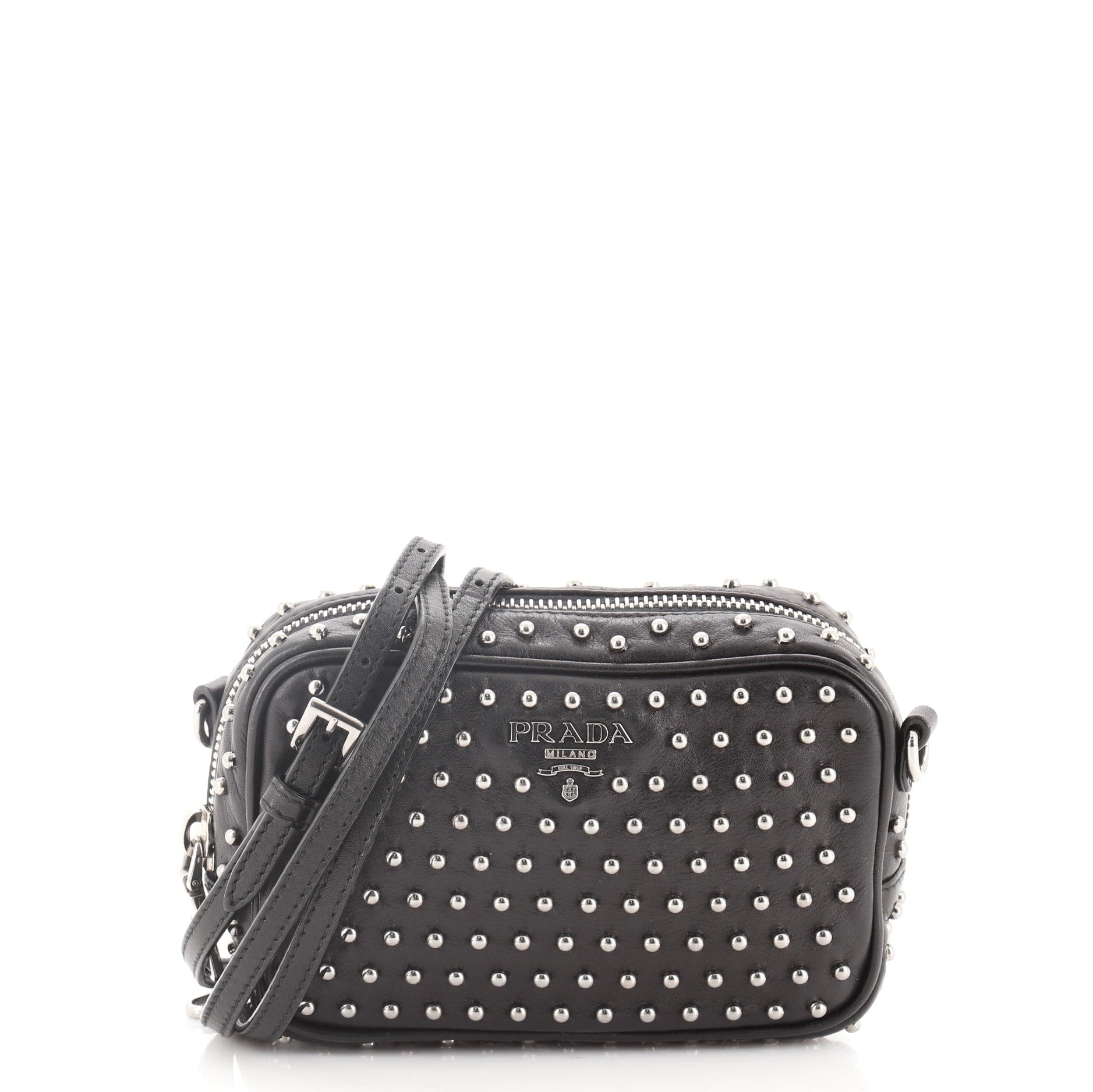 Zip Crossbody Bag Studded Soft Calfskin Mini