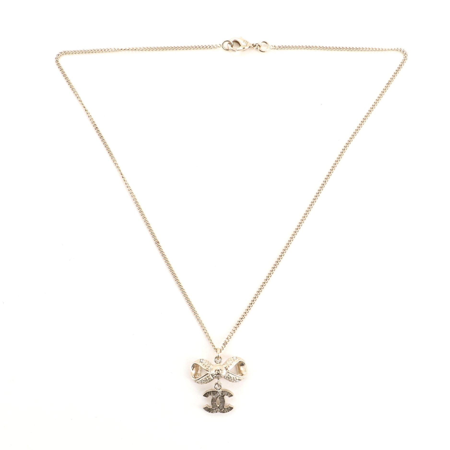 CC Bow Necklace Crystal Embellished Metal