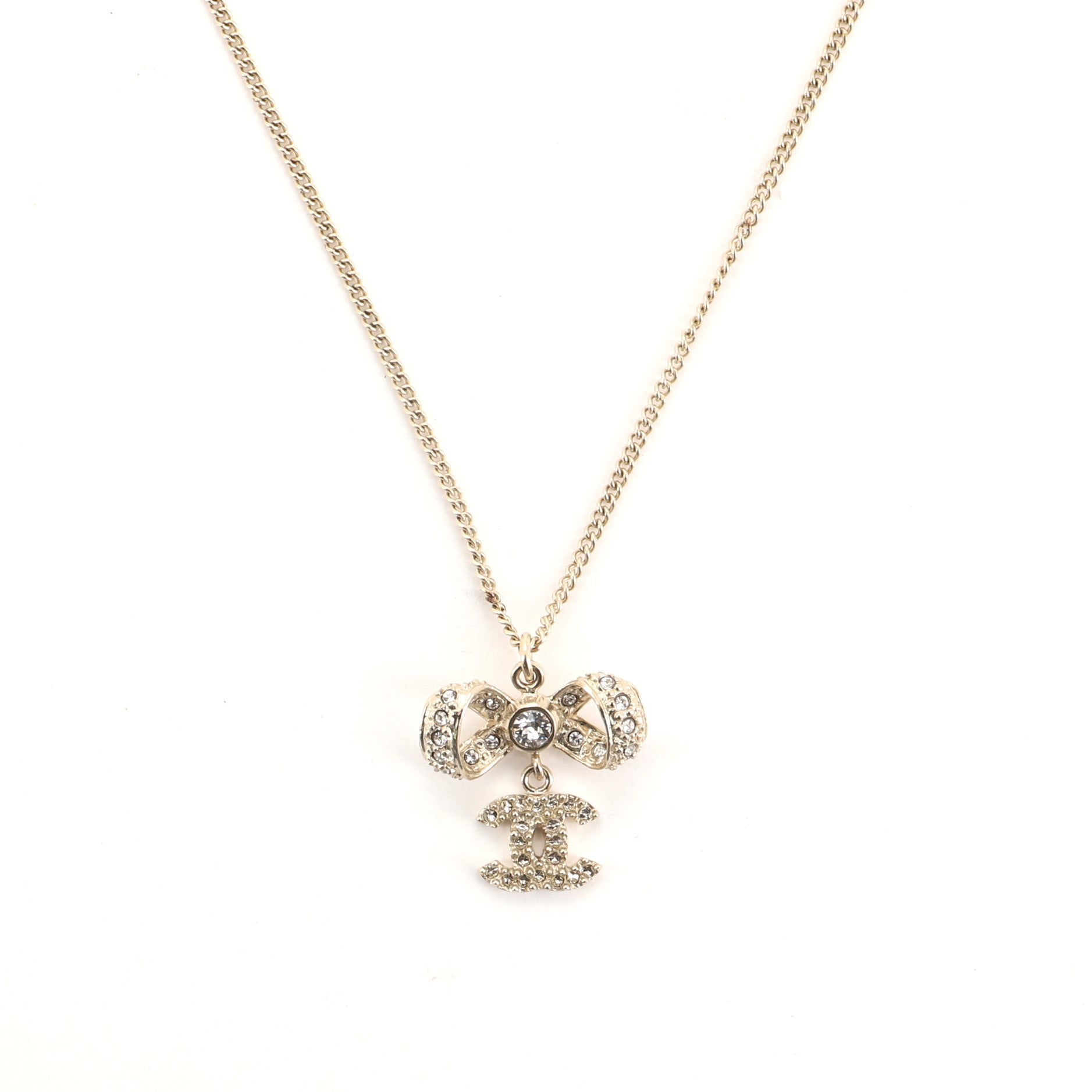 CC Bow Necklace Crystal Embellished Metal