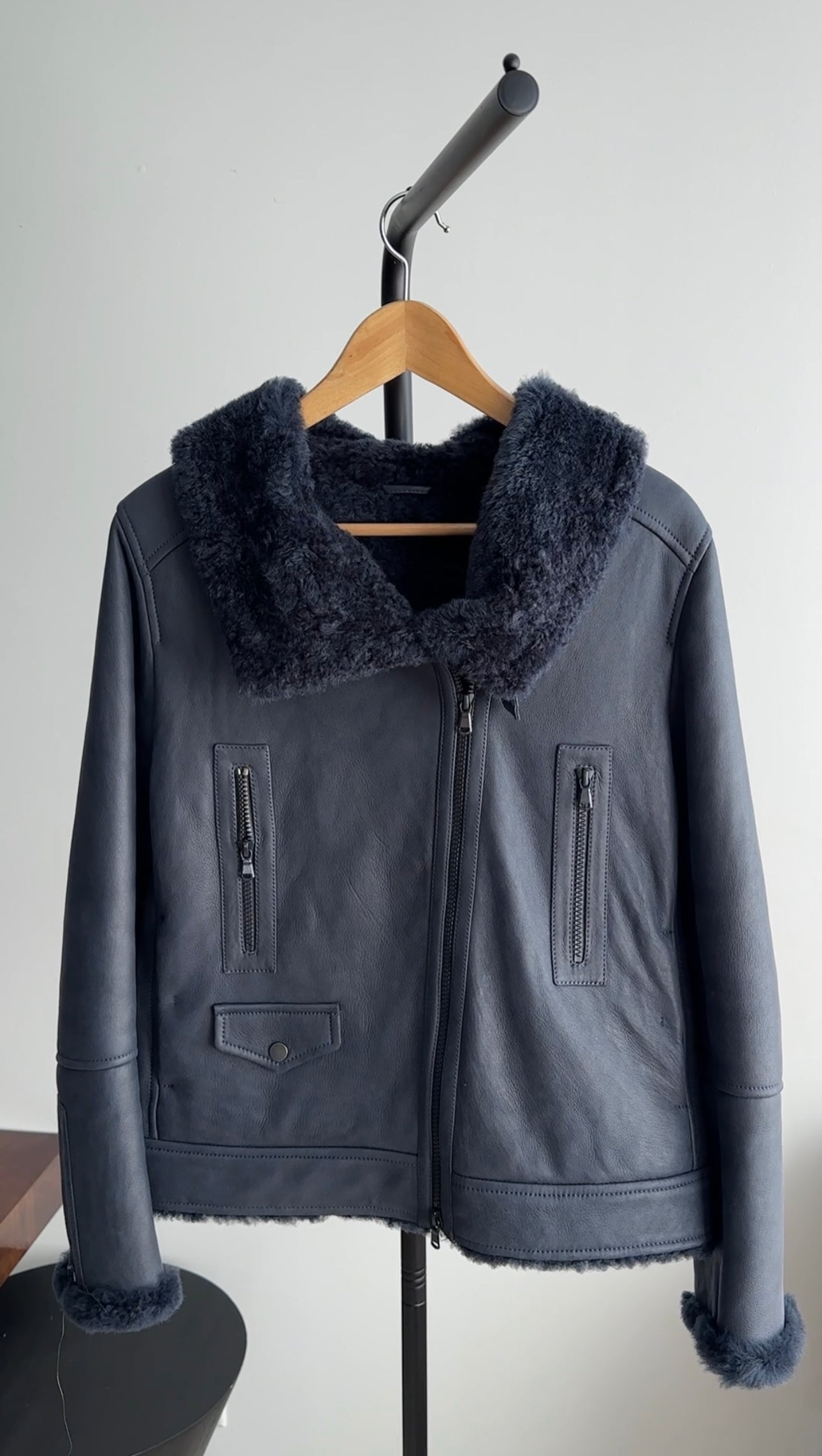 Brunello Cucinelli Midnight Navy Shearling Zip Jacket - IT40 / S (4/6)