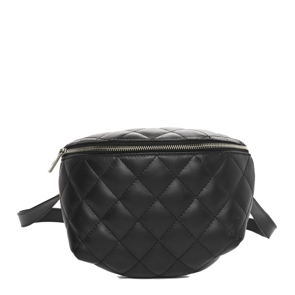 Calfskin Quilted Waist Belt Bag Black
