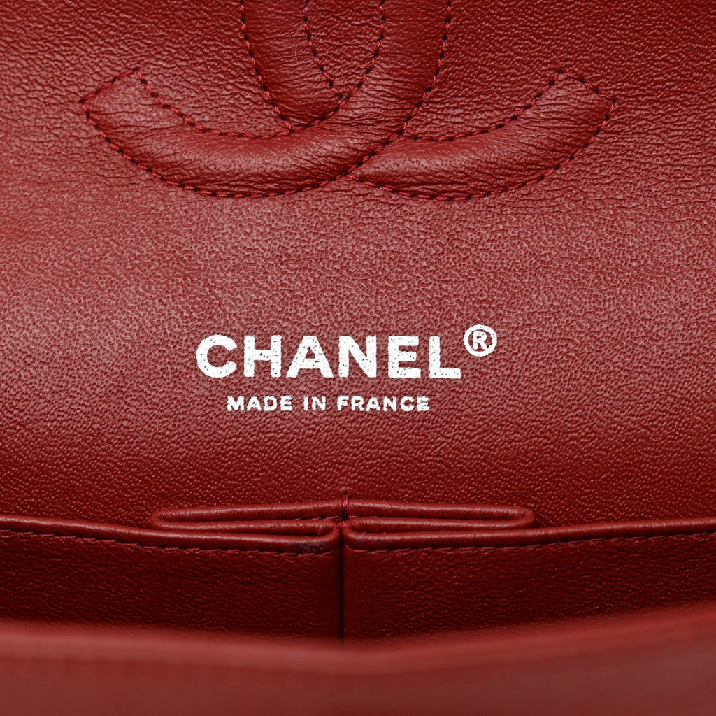 Caviar Quilted Medium Double Flap Burgundy