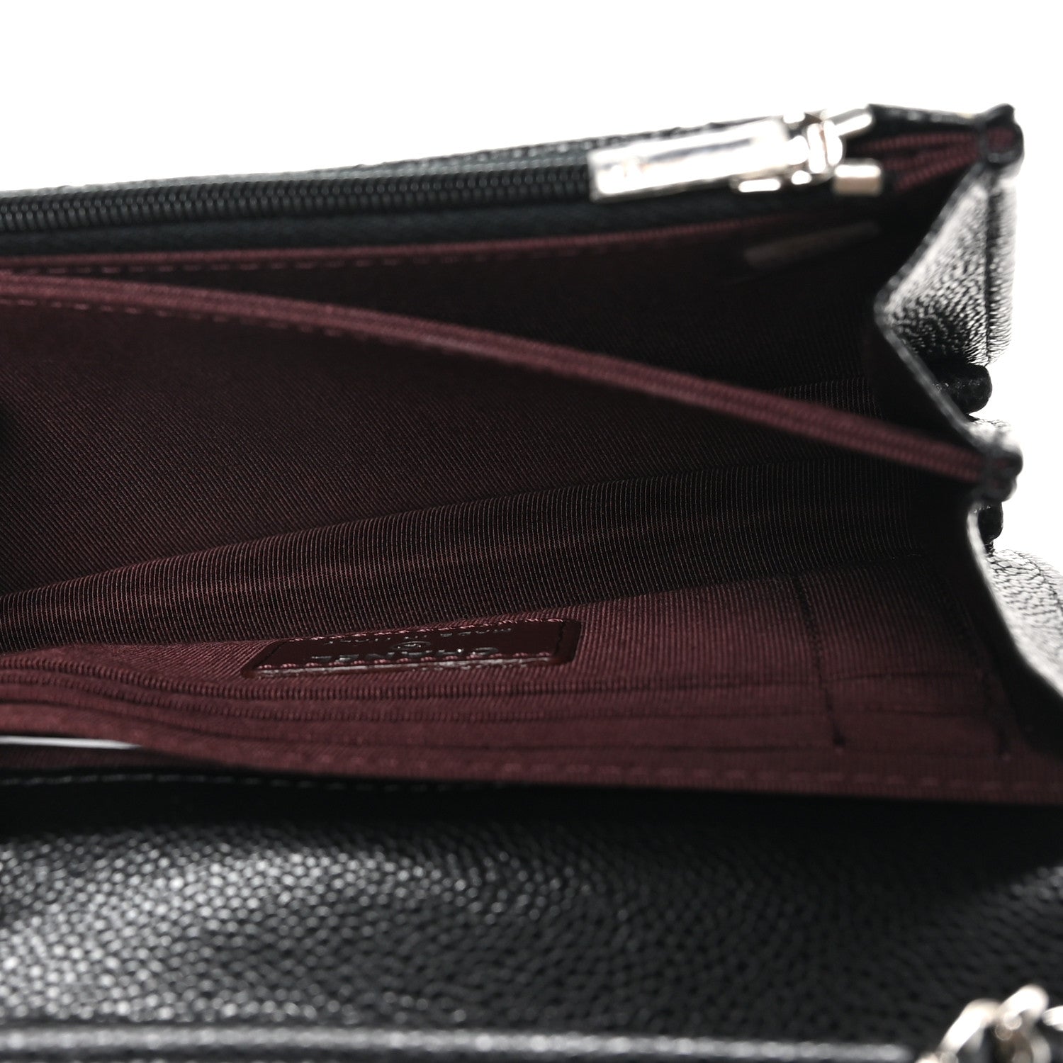 Caviar Quilted Mini Wallet On Chain WOC Black
