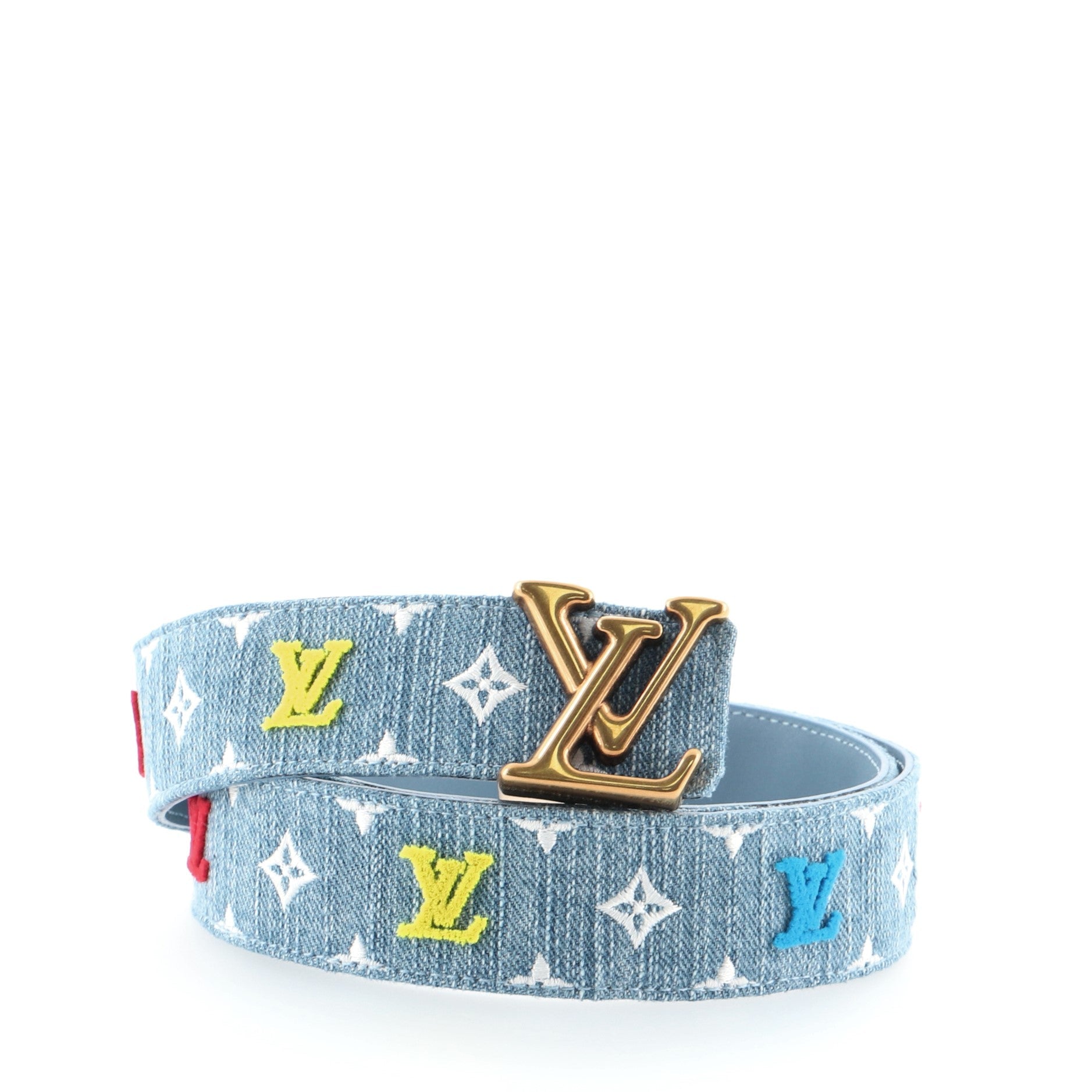 New Wave Belt Monogram Embroidered Denim Medium 90