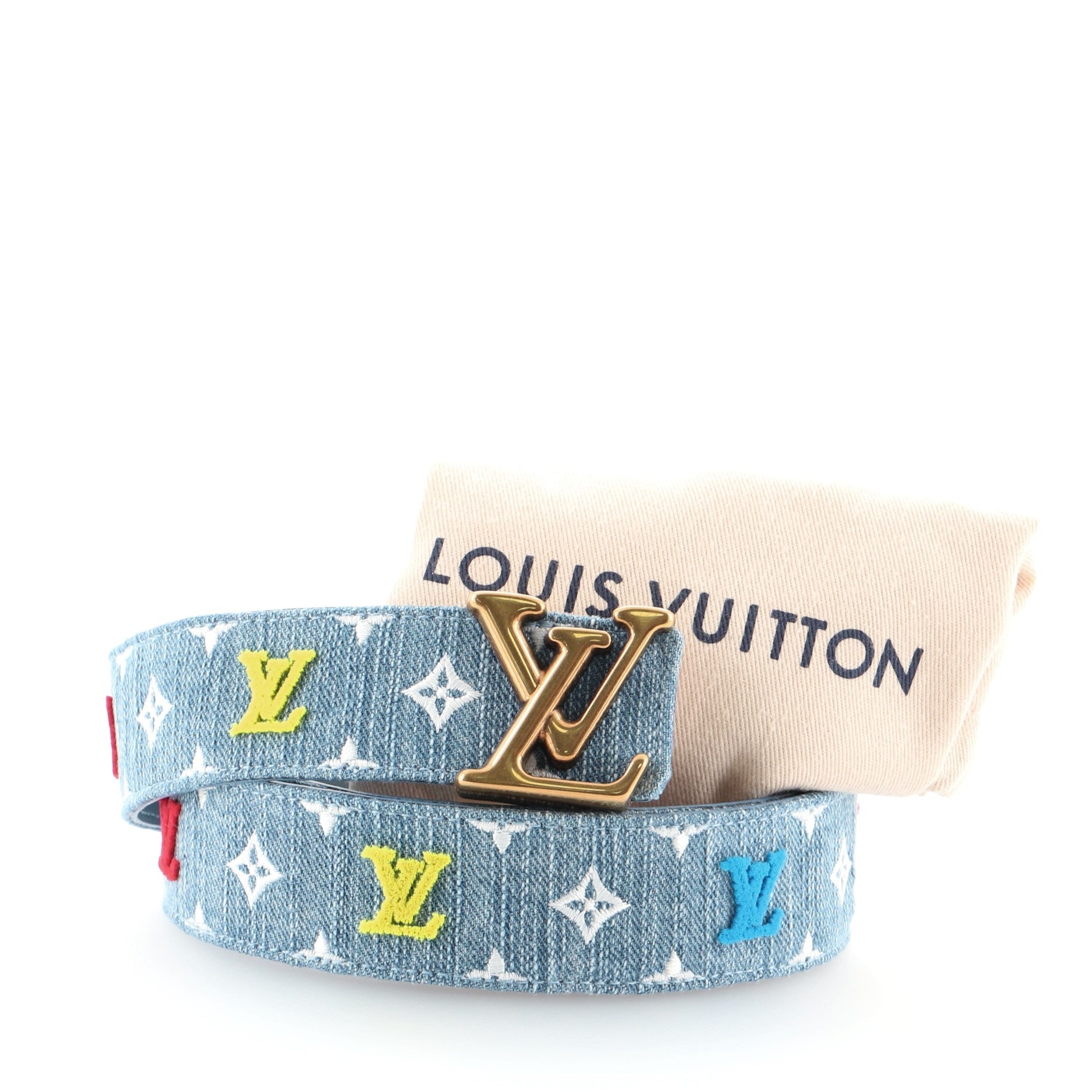 New Wave Belt Monogram Embroidered Denim Medium 90