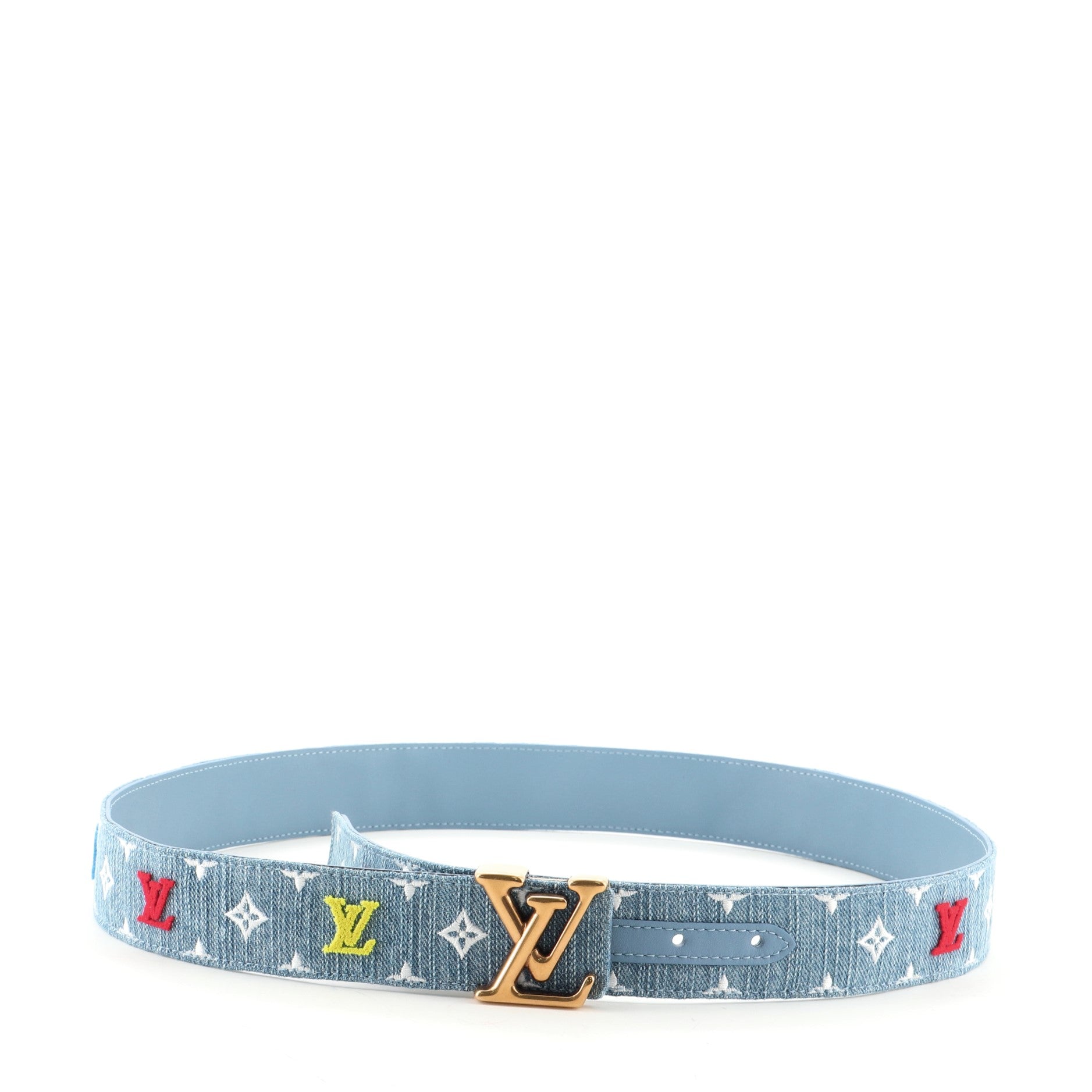 New Wave Belt Monogram Embroidered Denim Medium 90