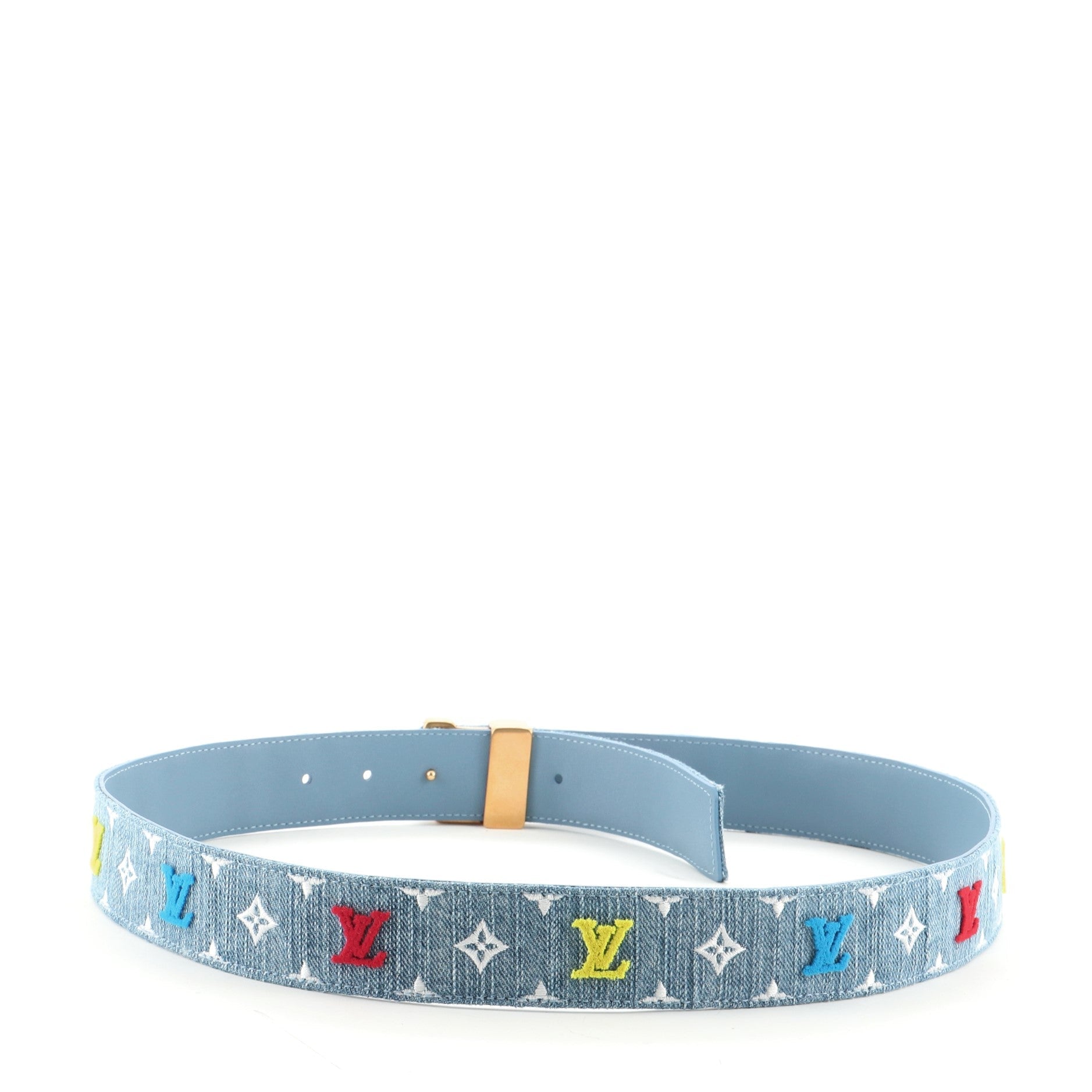 New Wave Belt Monogram Embroidered Denim Medium 90