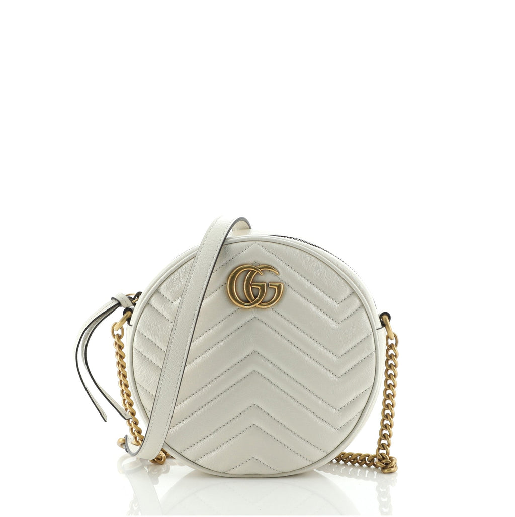GG Marmont Round Shoulder Bag Matelasse Leather Mini