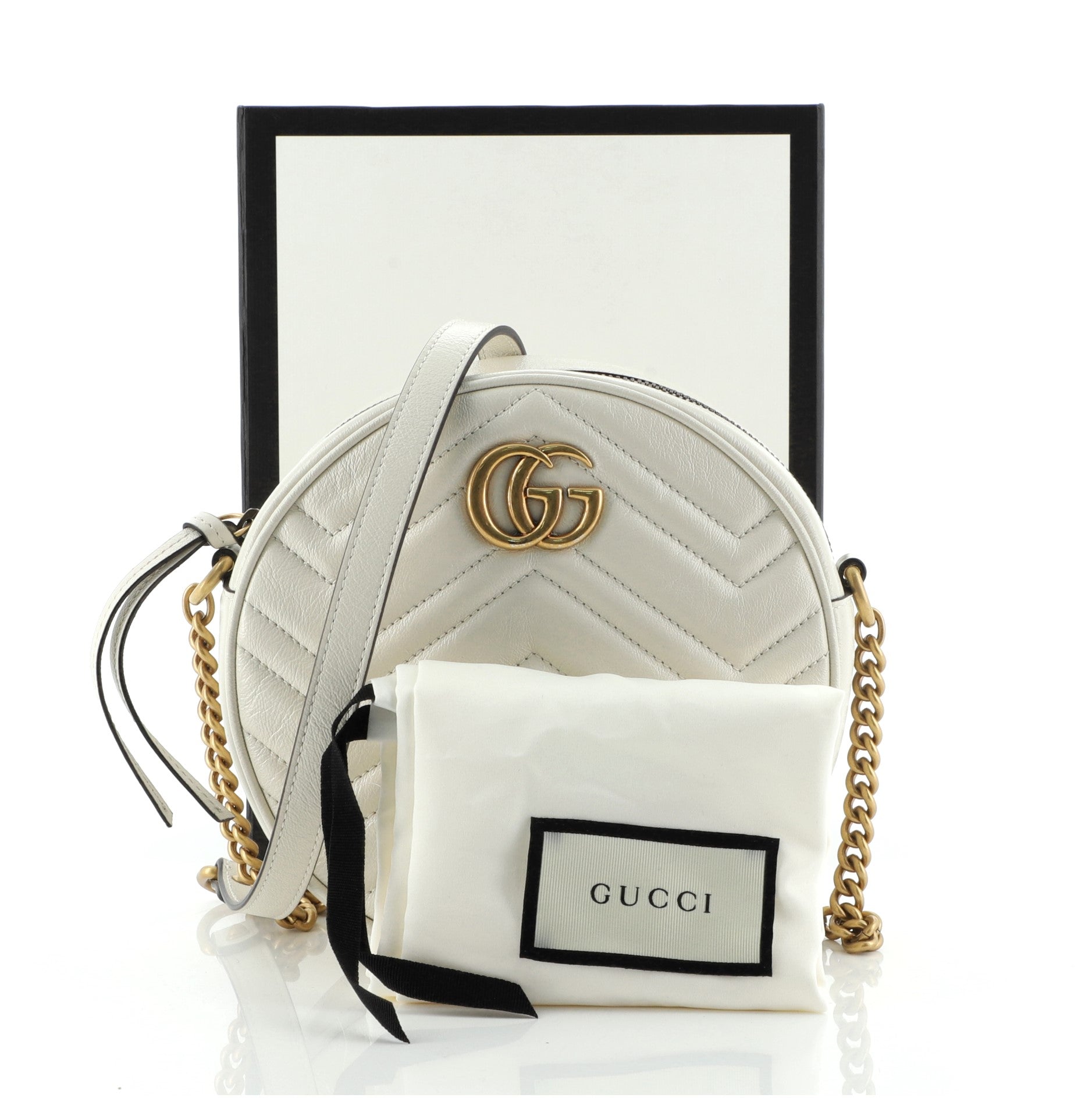 GG Marmont Round Shoulder Bag Matelasse Leather Mini