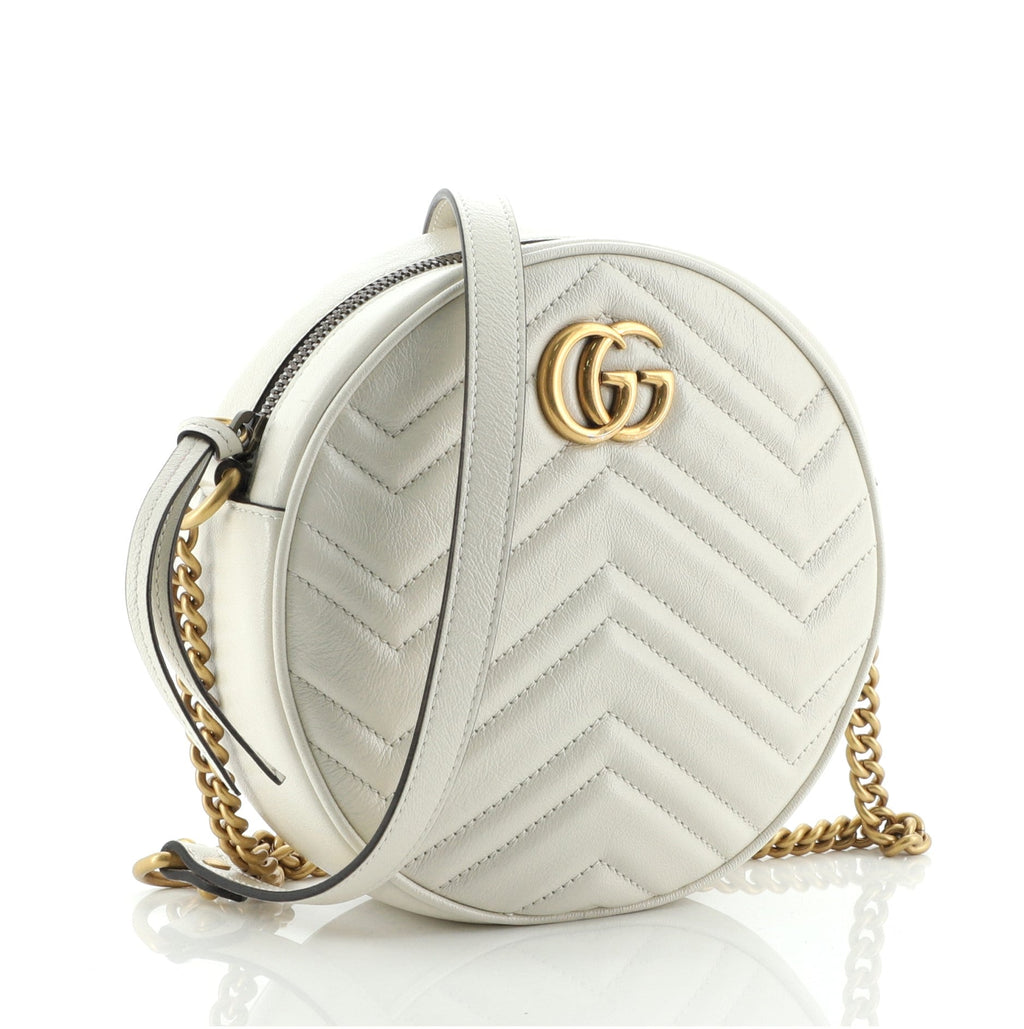 GG Marmont Round Shoulder Bag Matelasse Leather Mini
