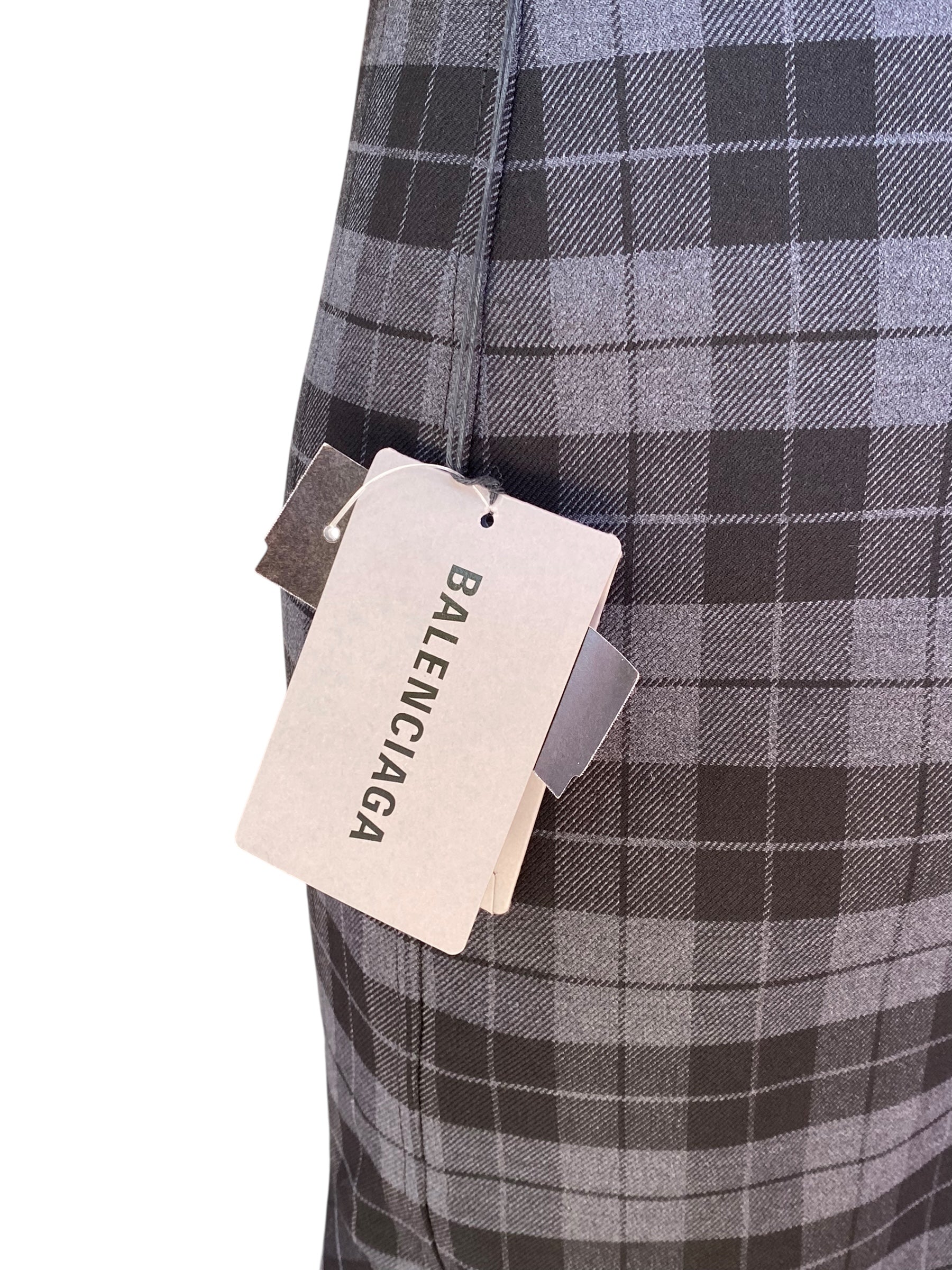 Balenciaga Grey Check Wool Blend Skirt - 38 / US 2