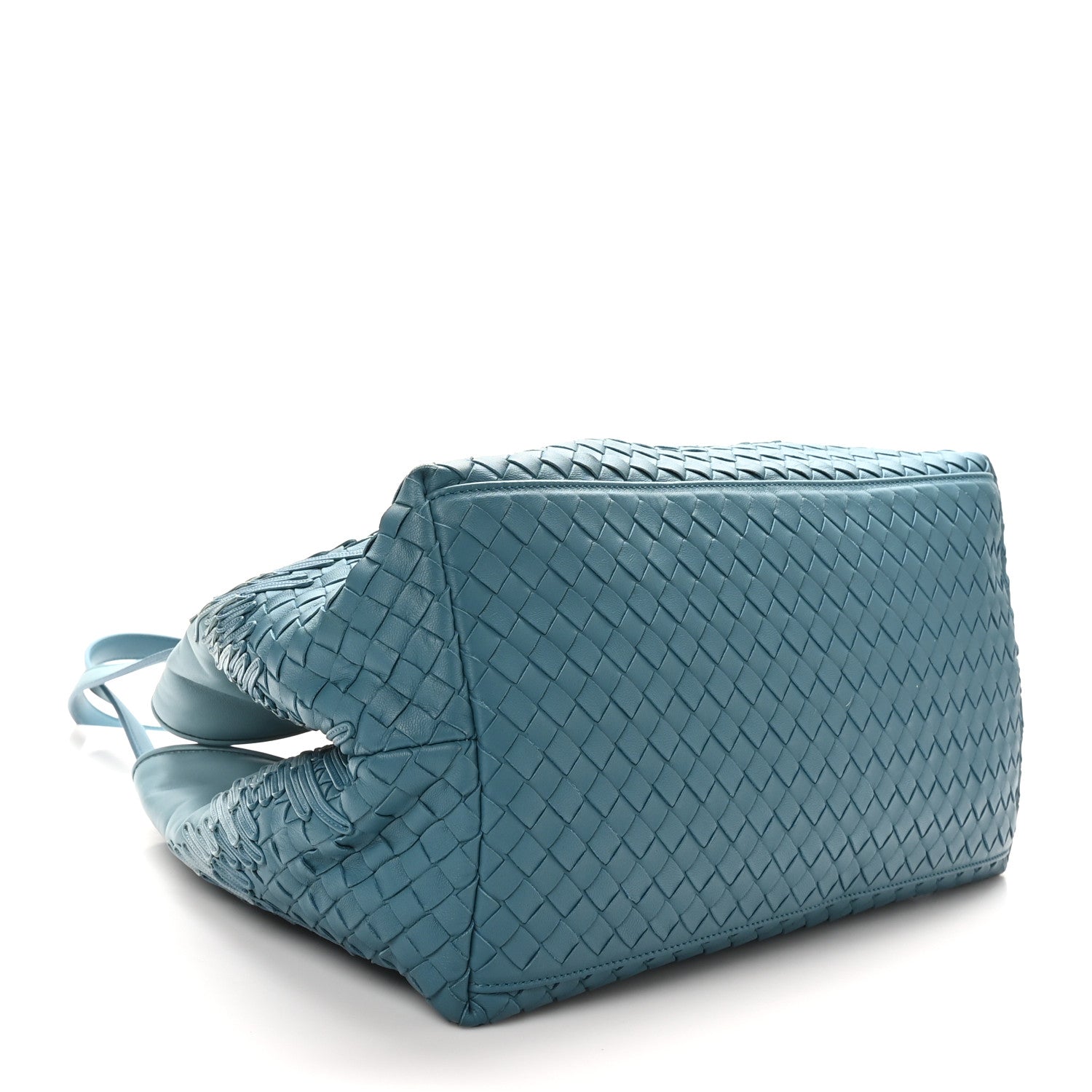 Nappa Intrecciato Medium Flow Wave Tote Blue