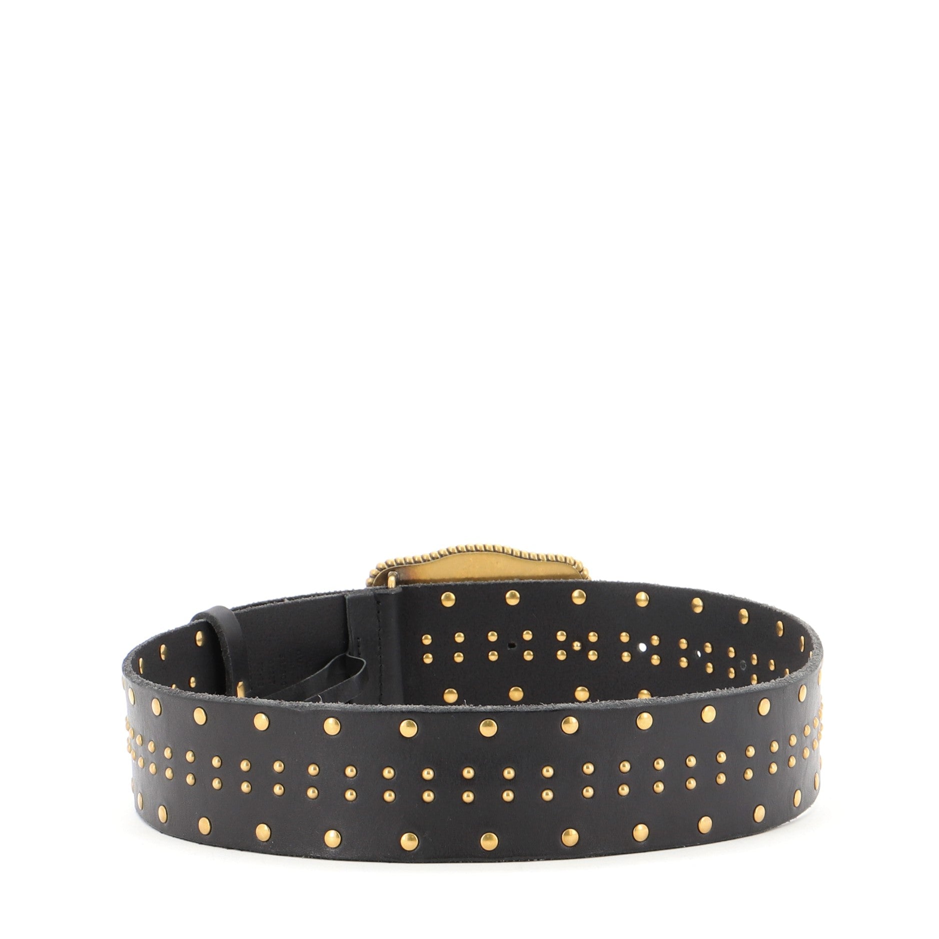 Lion Head Buckle Belt Studded Leather Wide 70