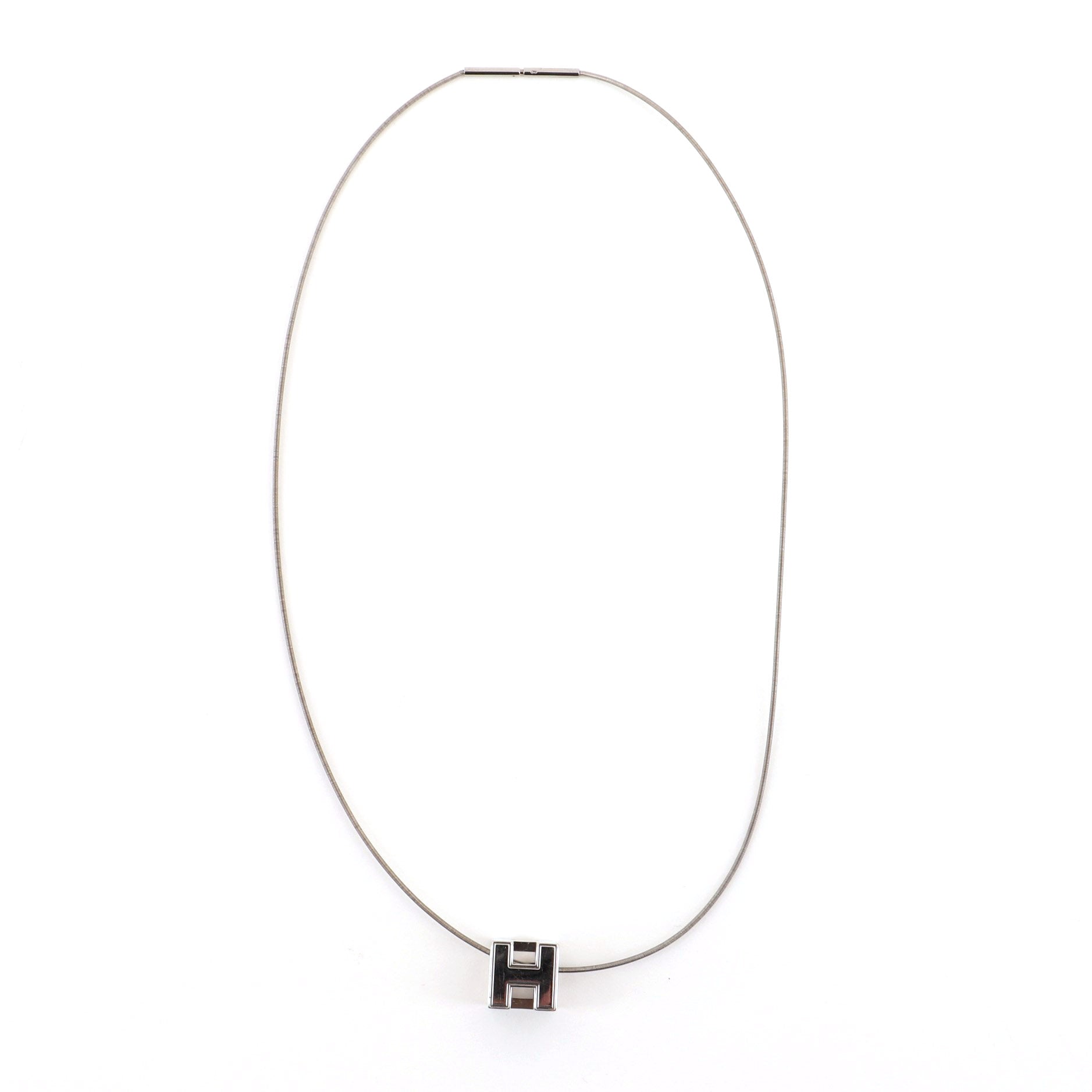 Pop H Cube Pendant Necklace Metal with Enamel
