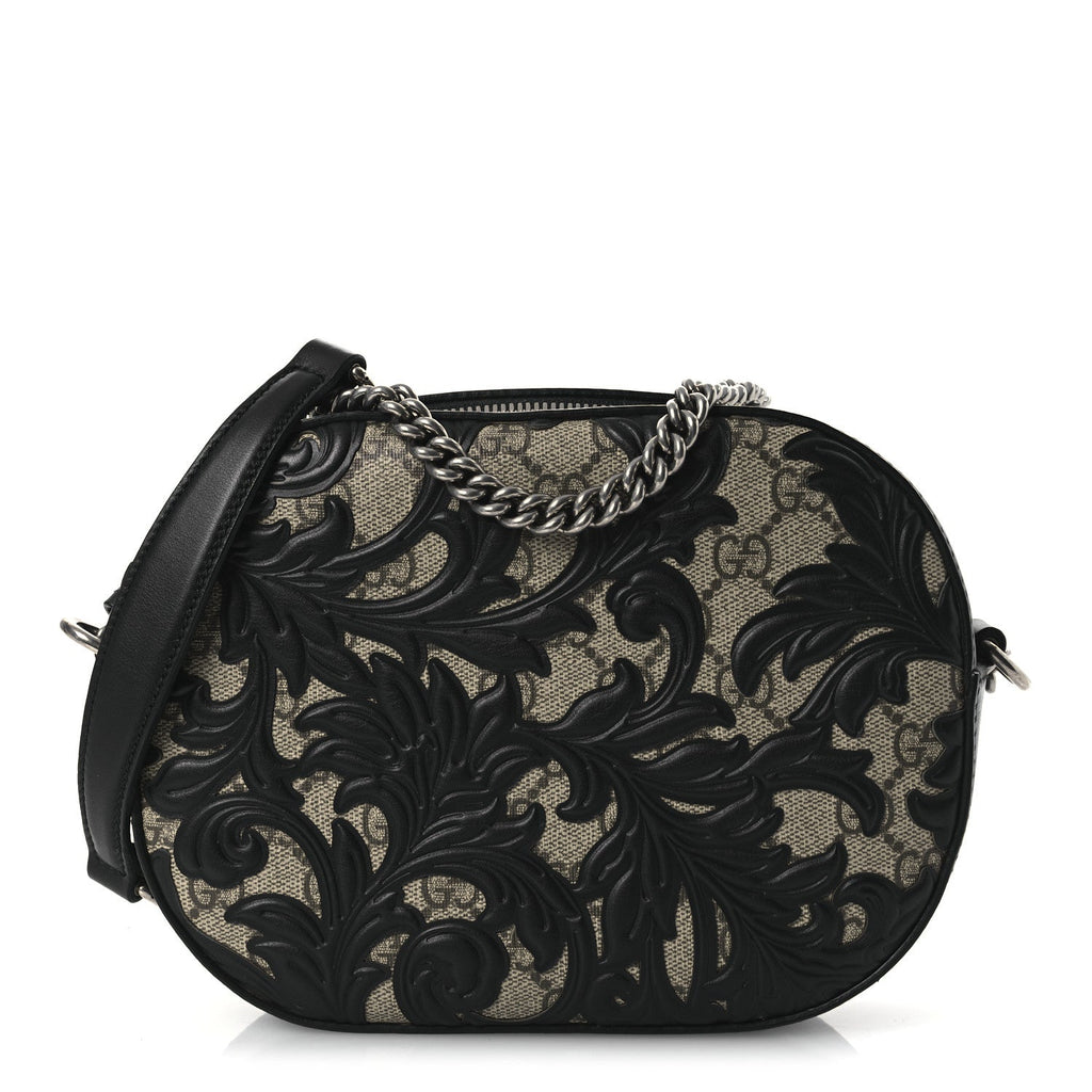 GG Supreme Monogram Arabesque Mini Chain Shoulder Bag Beige Black