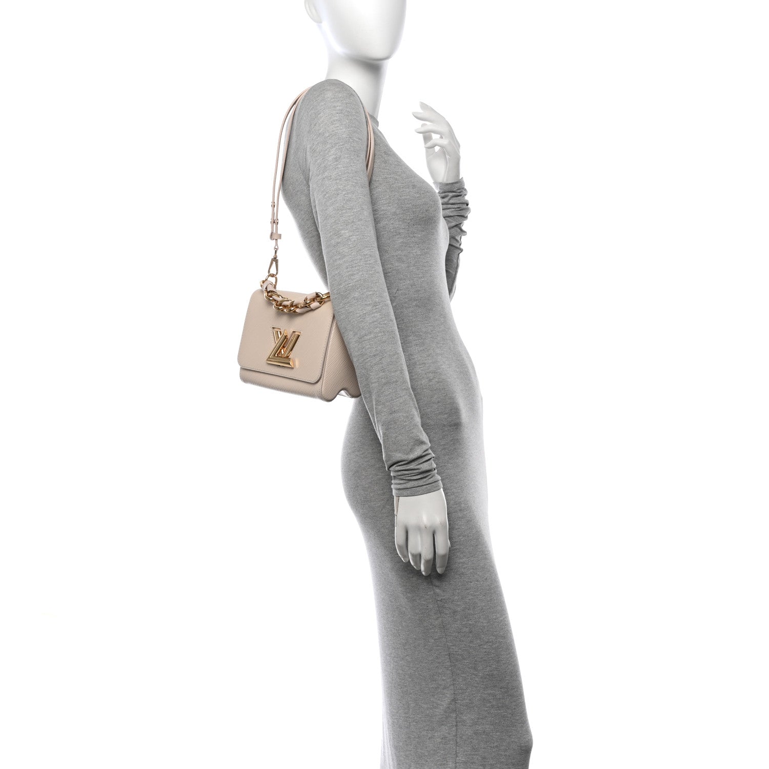 Epi Twist Braided Chain Shoulder Bag PM Quartz White