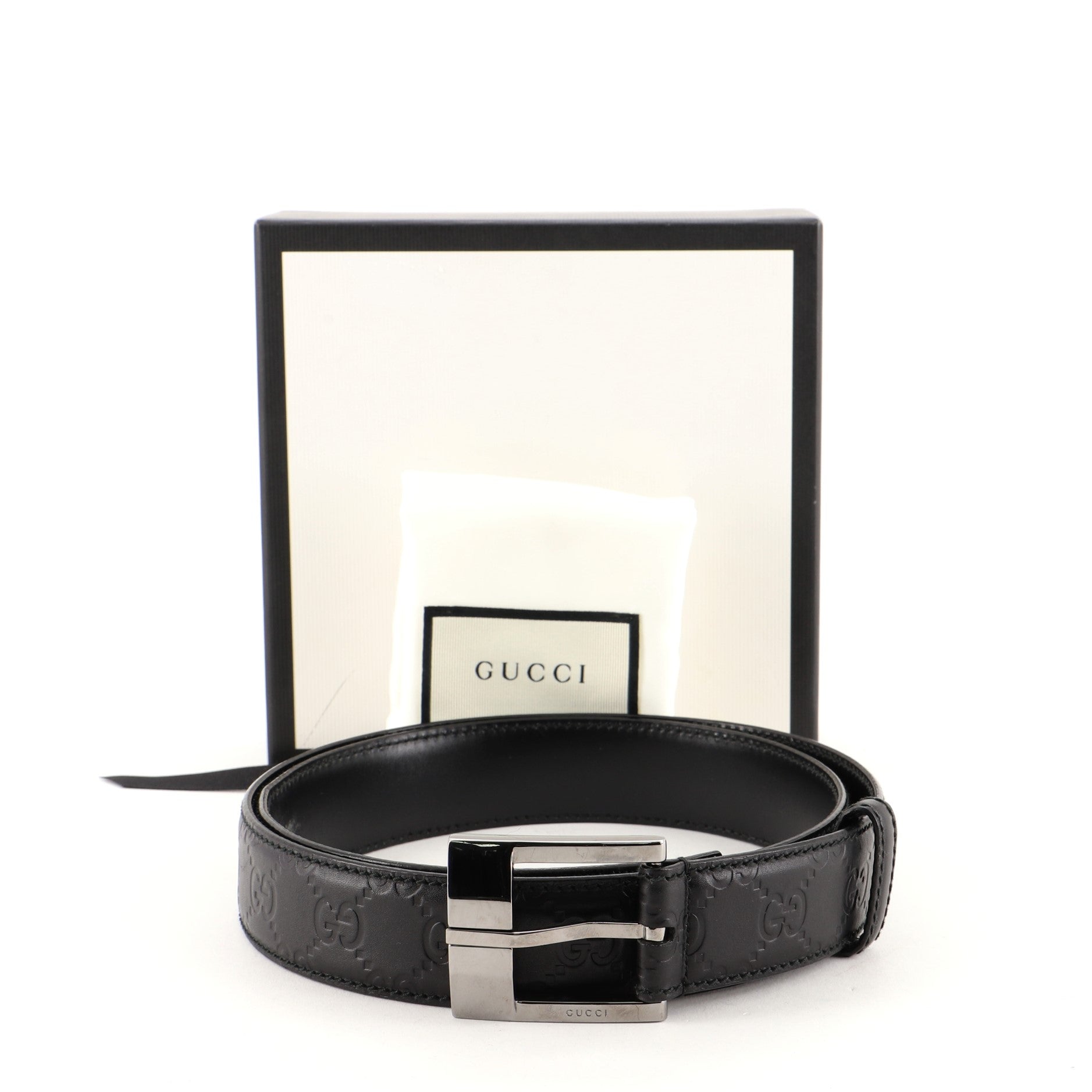 Signature Rectangular Buckle Belt Guccissima Leather Medium 95