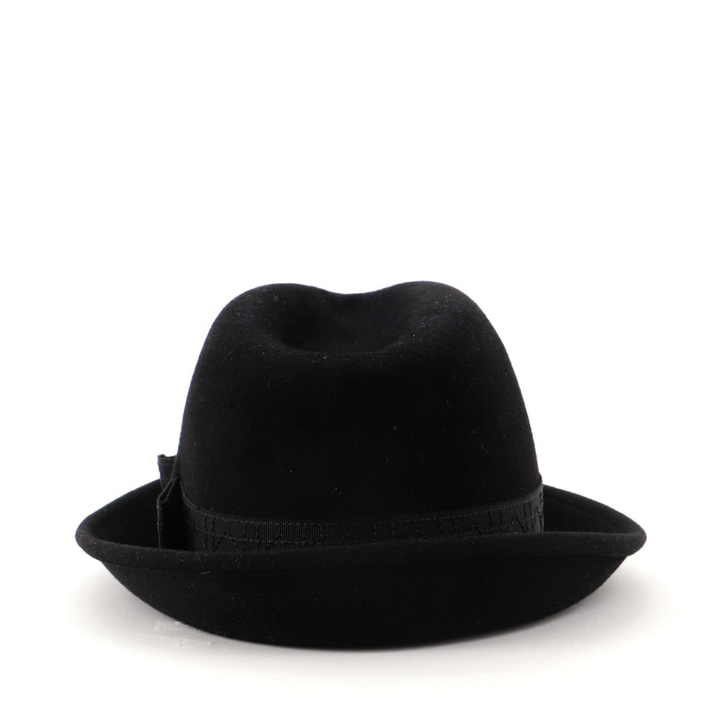 Bow Fedora Hat Cannage Stitched Polyester and Felt Large