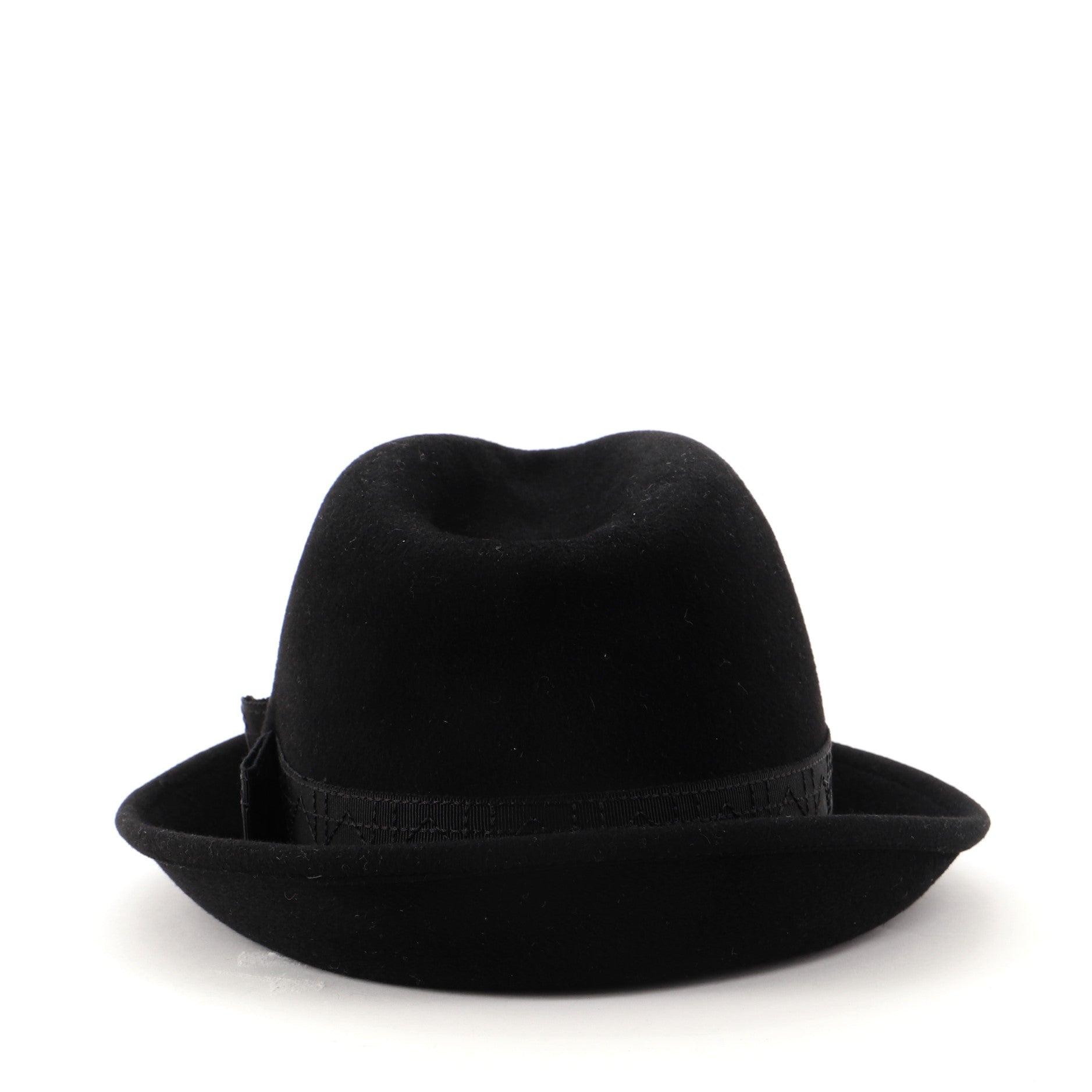Bow Fedora Hat Cannage Stitched Polyester and Felt Large