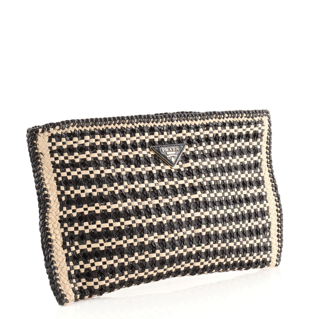 Zip Clutch Madras Woven Leather Large