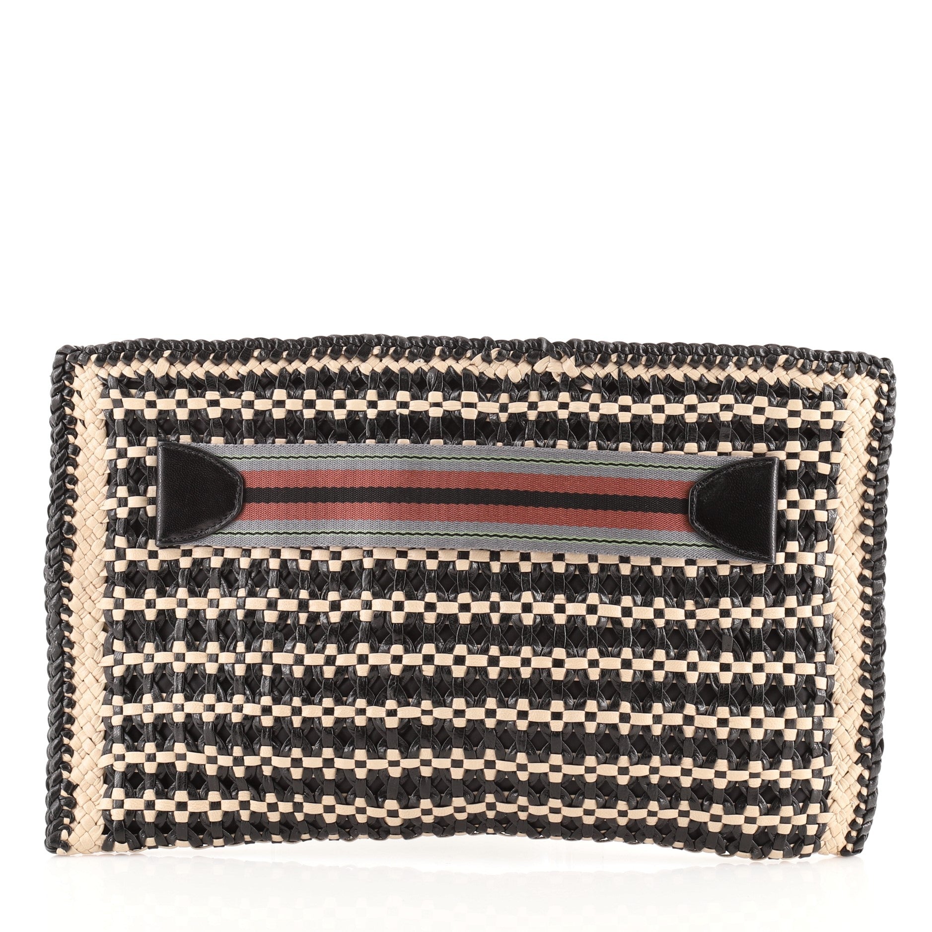 Zip Clutch Madras Woven Leather Large