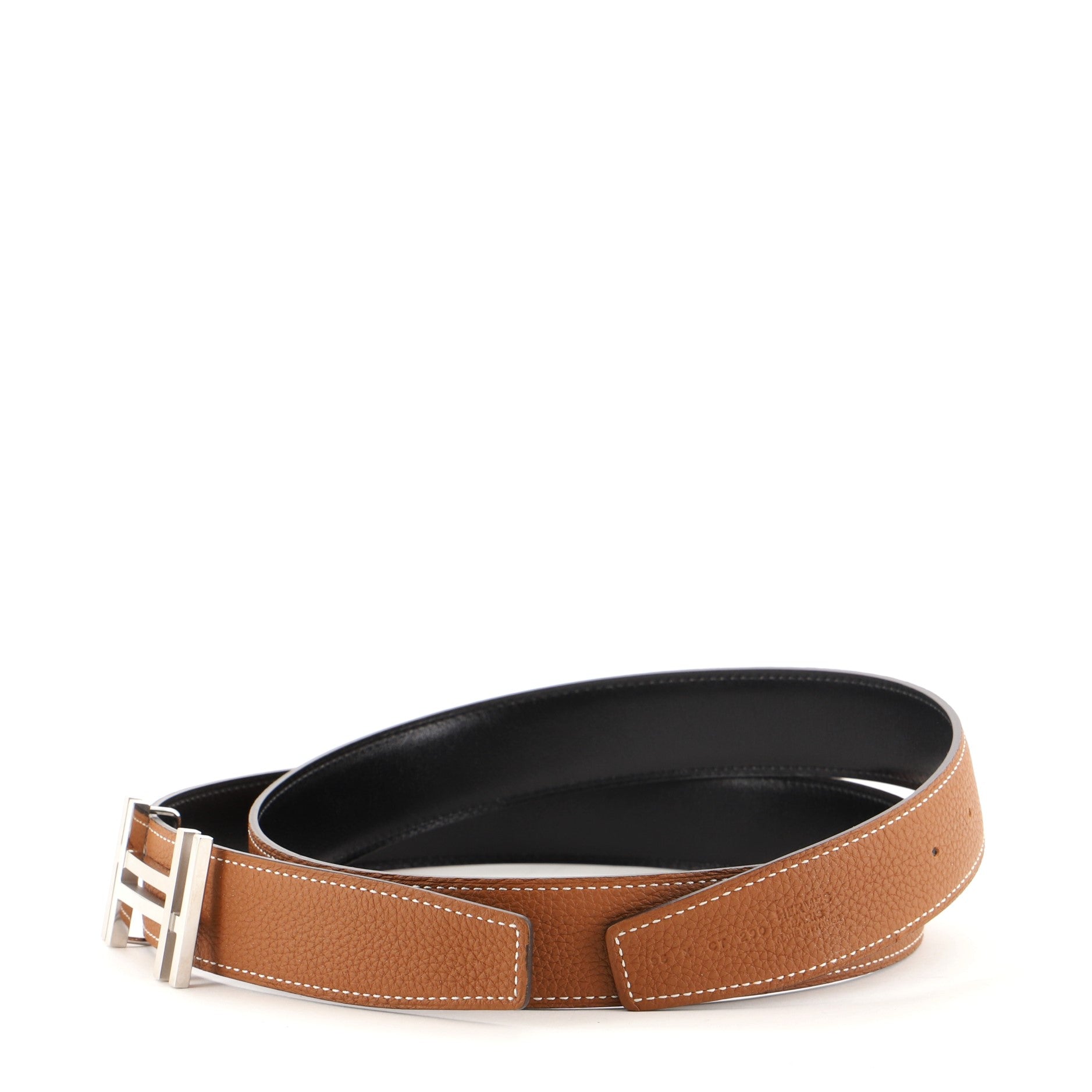 H Au Carre Reversible Belt Leather Medium 95
