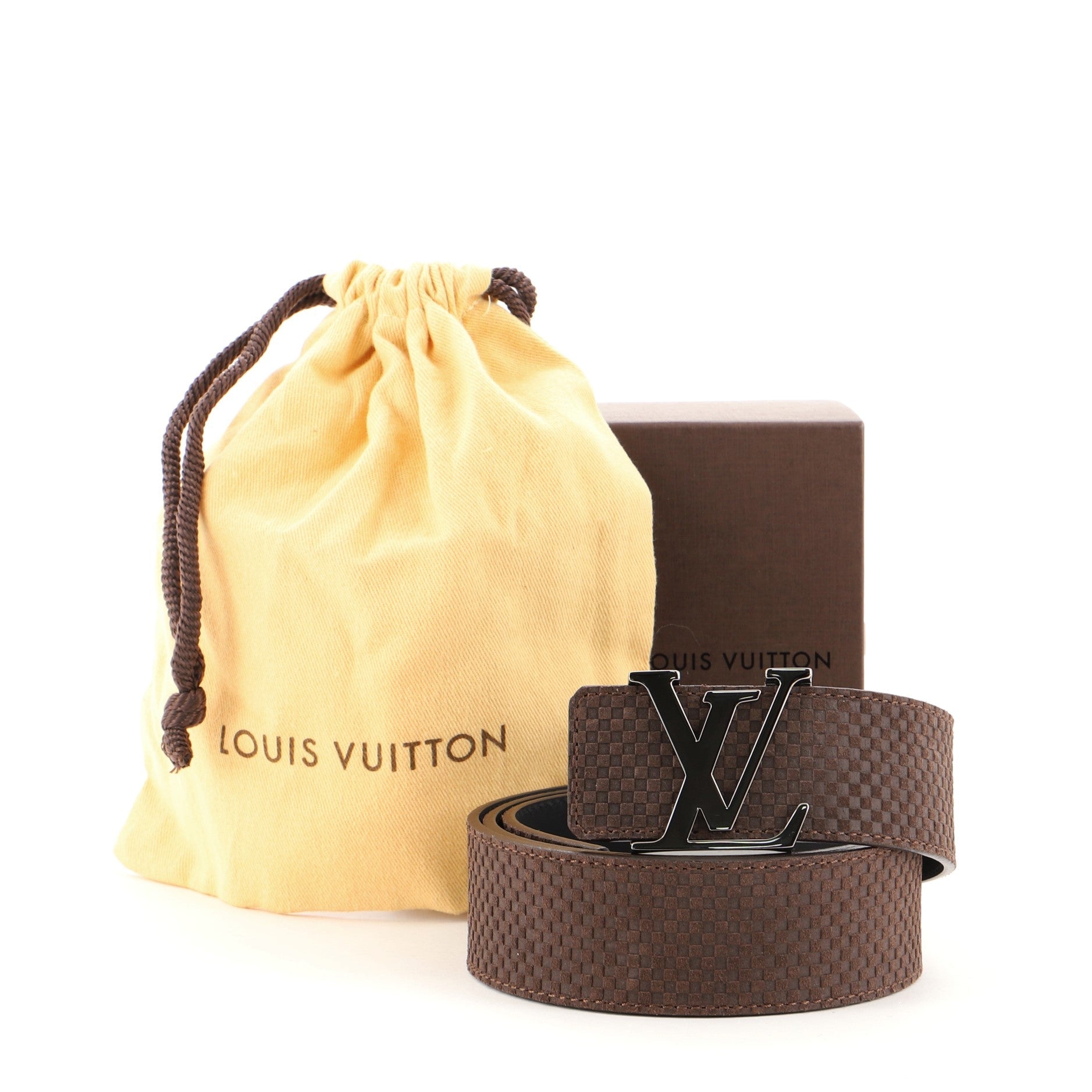 LV Initiales Reversible Belt Suede Damier 90