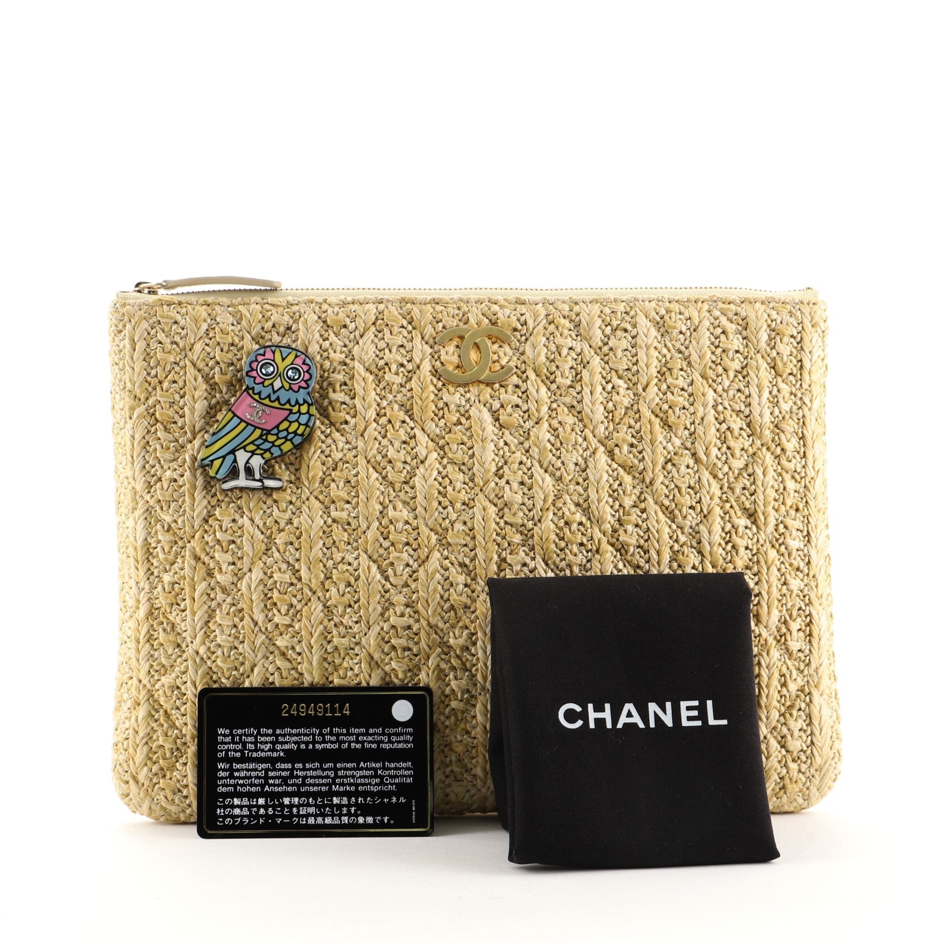 Paris-Athens O Case Clutch Quilted Woven Raffia