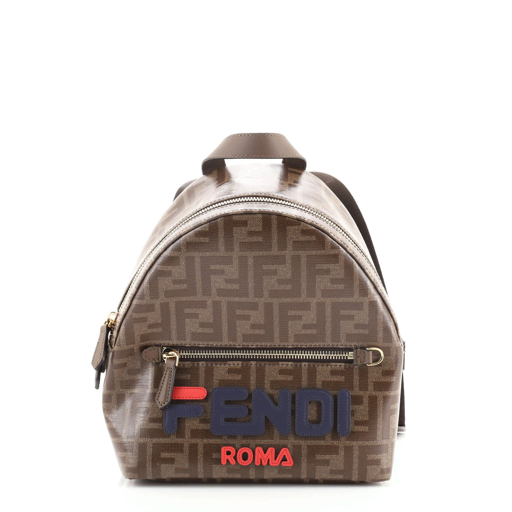 Mania Logo Backpack Zucca Coated Canvas Mini