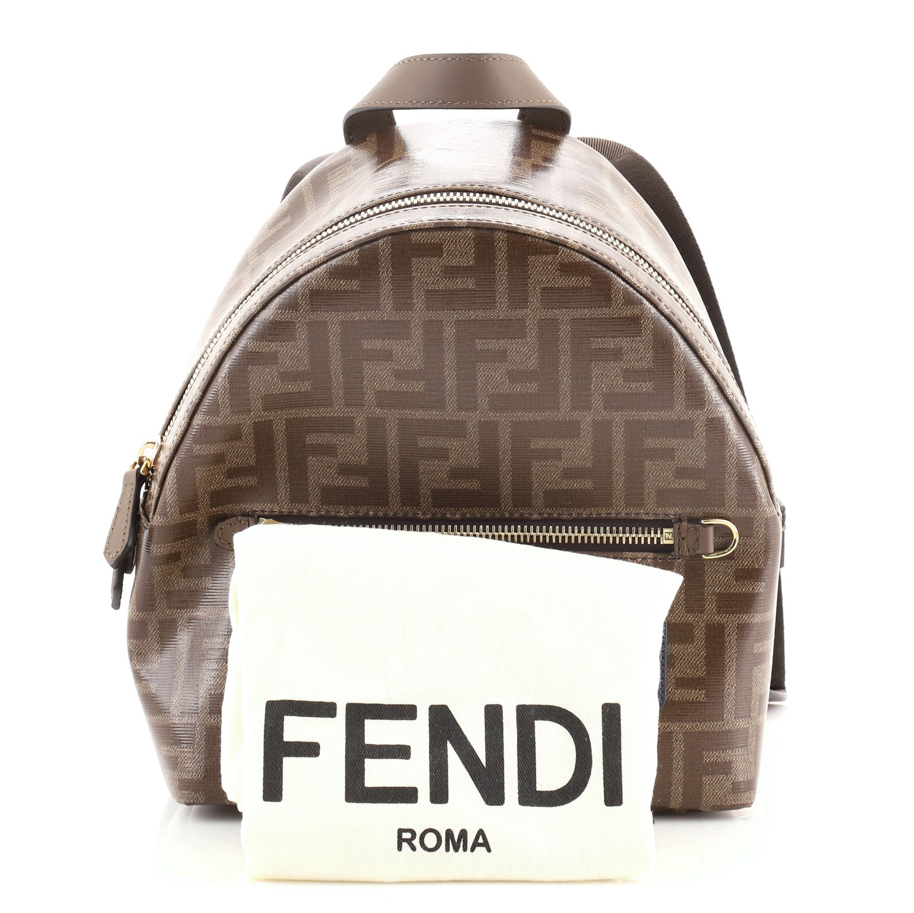 Mania Logo Backpack Zucca Coated Canvas Mini