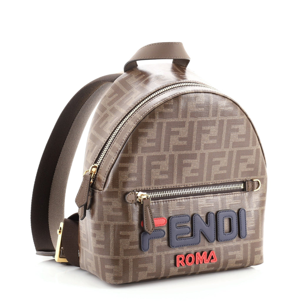 Mania Logo Backpack Zucca Coated Canvas Mini