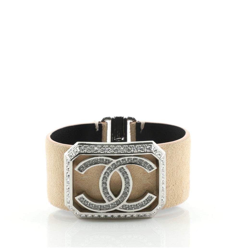 Giant CC Cuff Bracelet Suede with Crystal