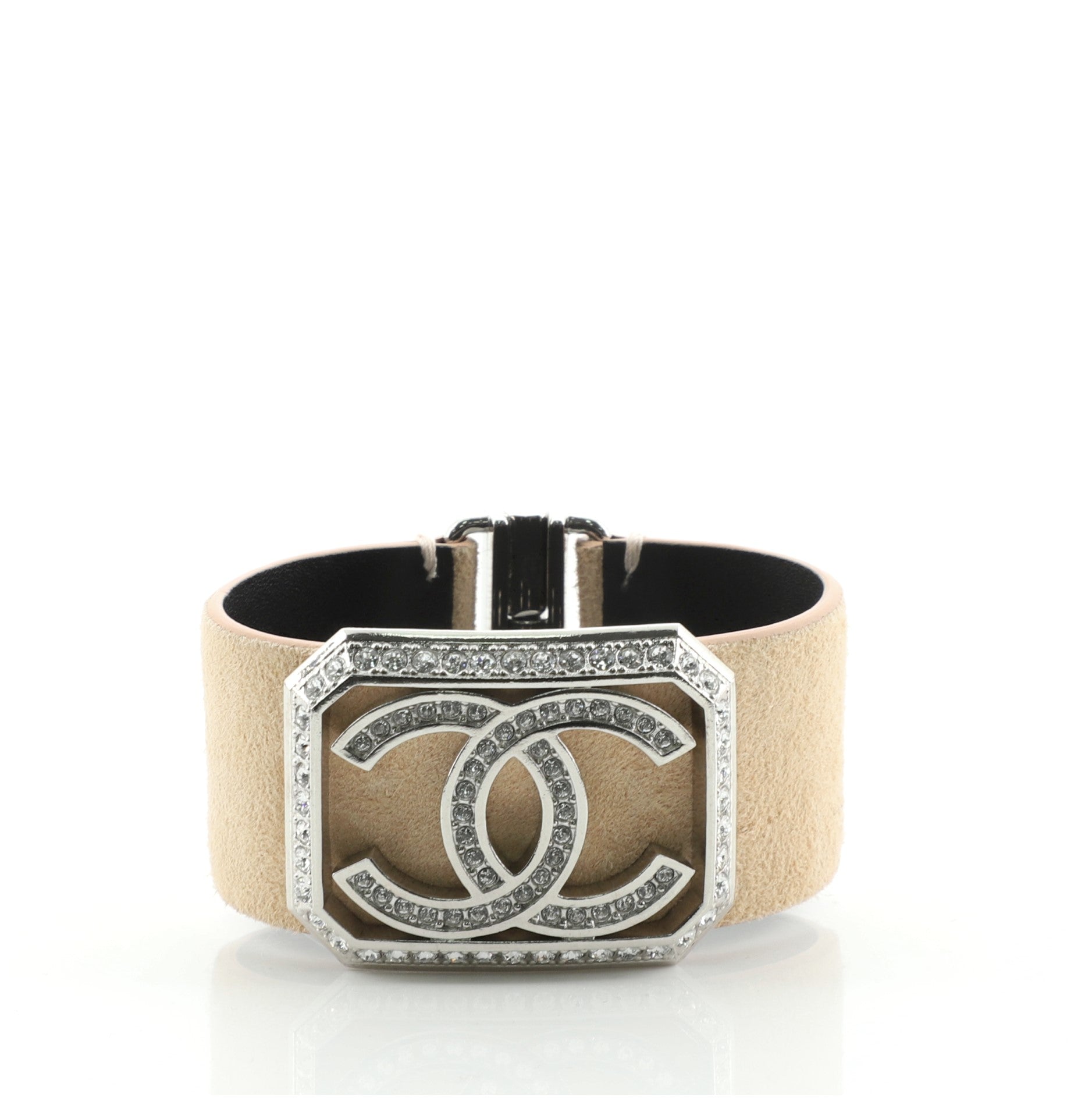 Giant CC Cuff Bracelet Suede with Crystal