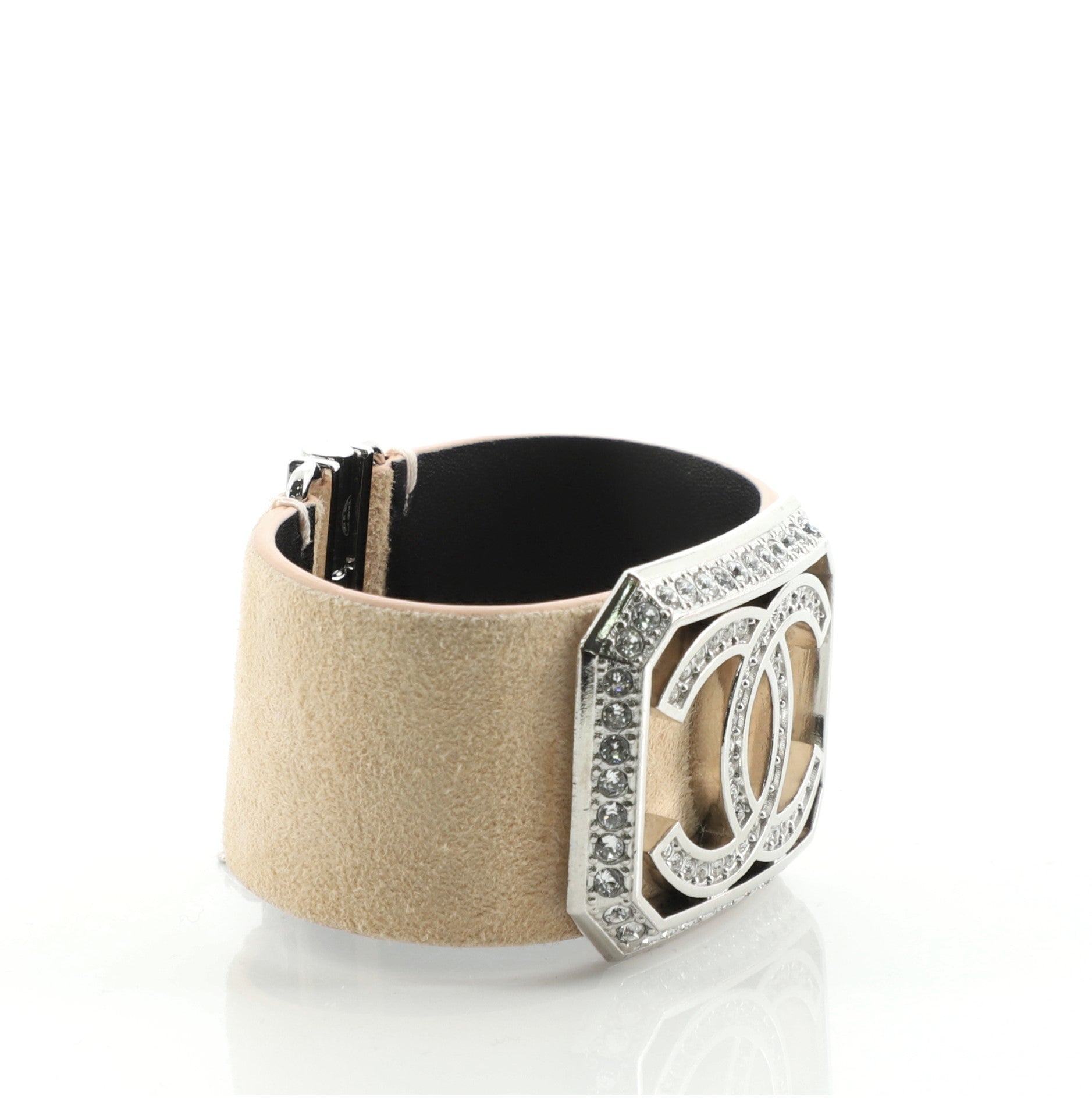 Giant CC Cuff Bracelet Suede with Crystal