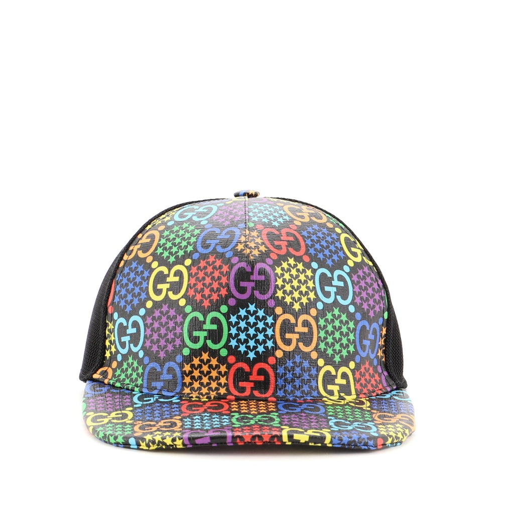 Baseball Cap Psychedelic Print GG Coated Canvas Large