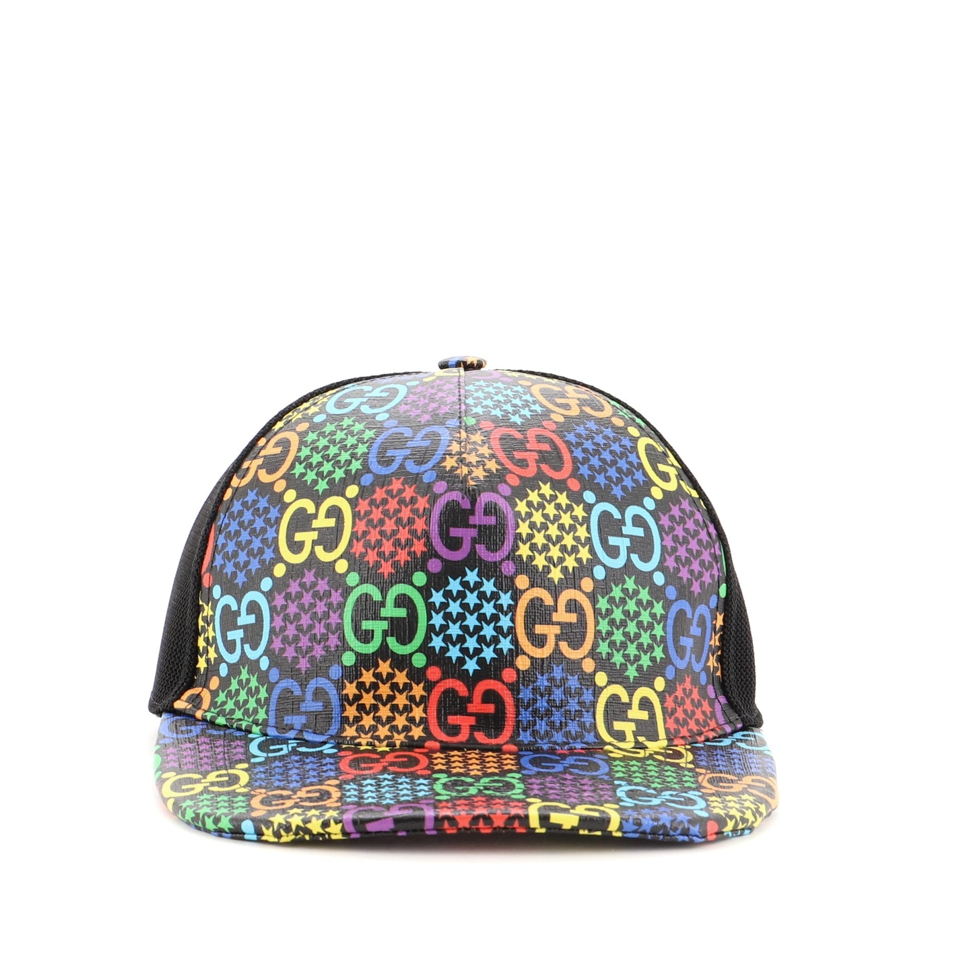 Baseball Cap Psychedelic Print GG Coated Canvas Large
