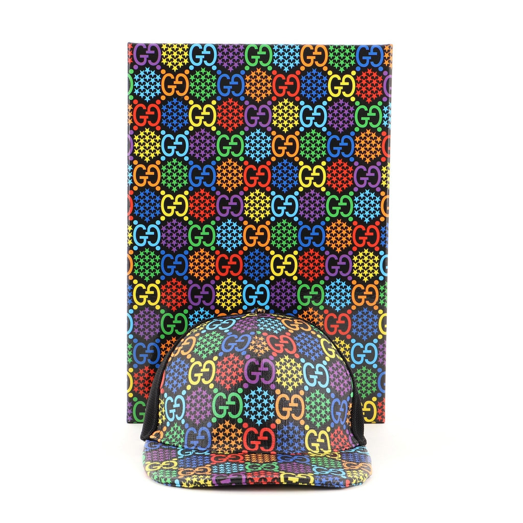 Baseball Cap Psychedelic Print GG Coated Canvas Large