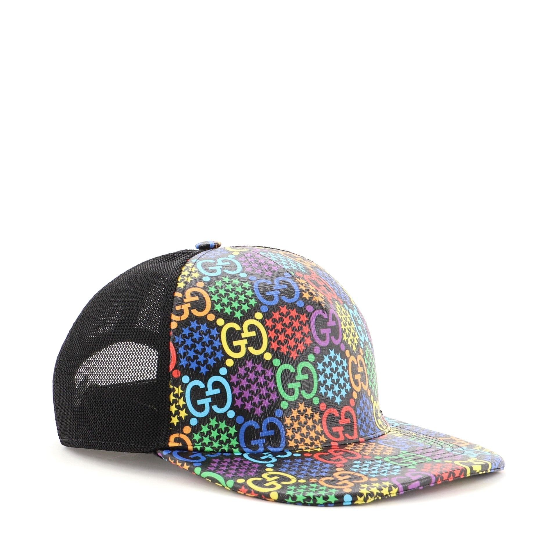 Baseball Cap Psychedelic Print GG Coated Canvas Large