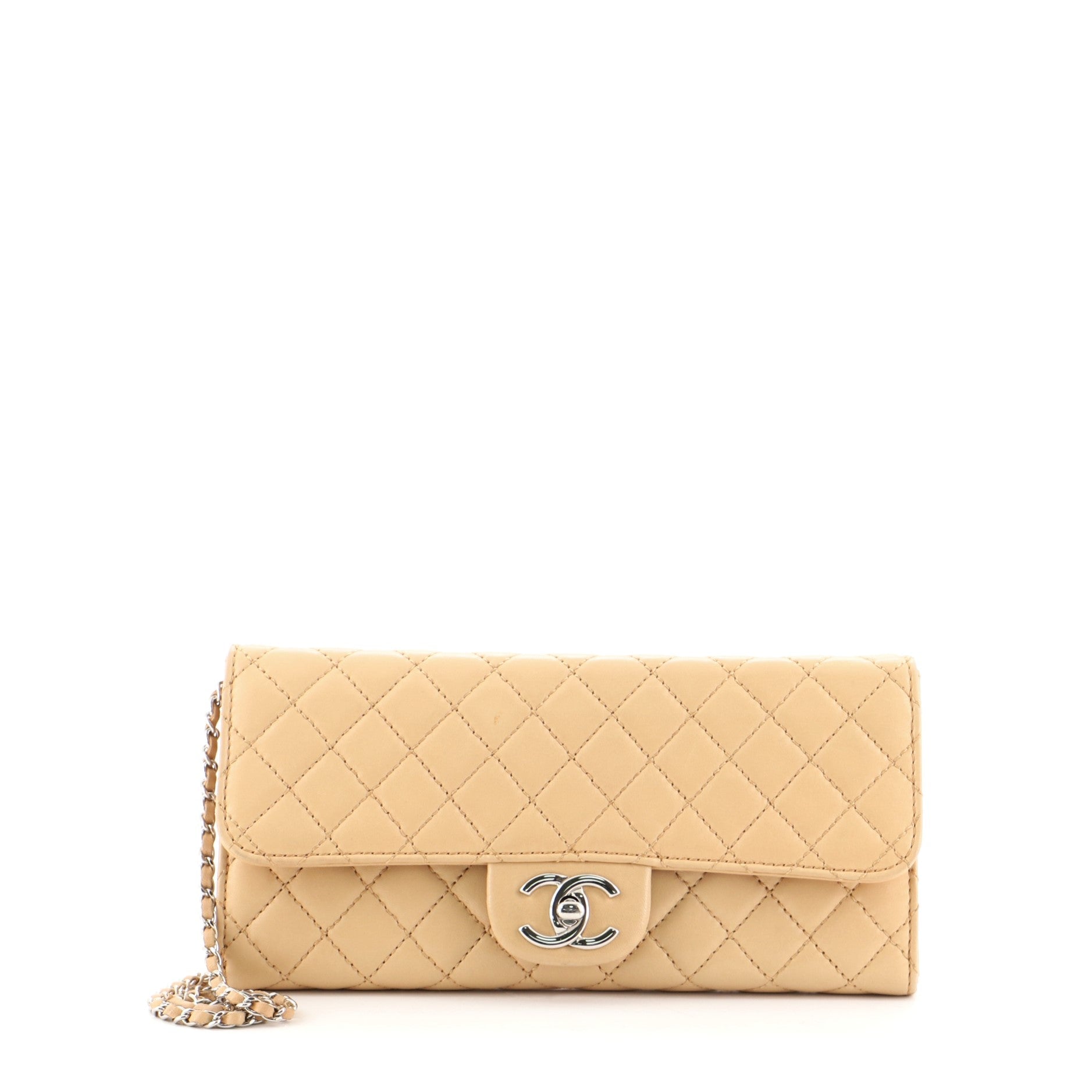Wallet On Chain Clutch Quilted Lambskin East West