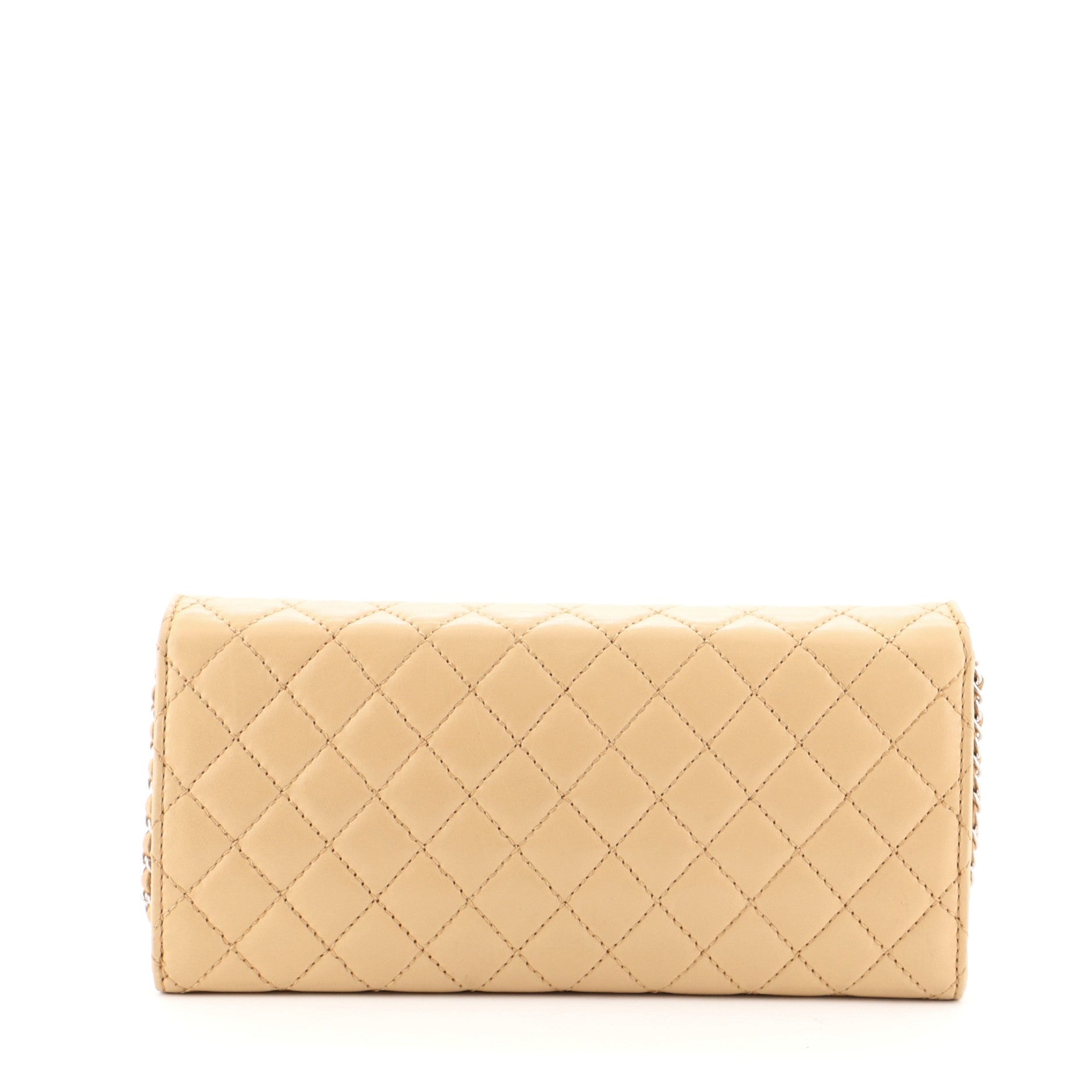 Wallet On Chain Clutch Quilted Lambskin East West