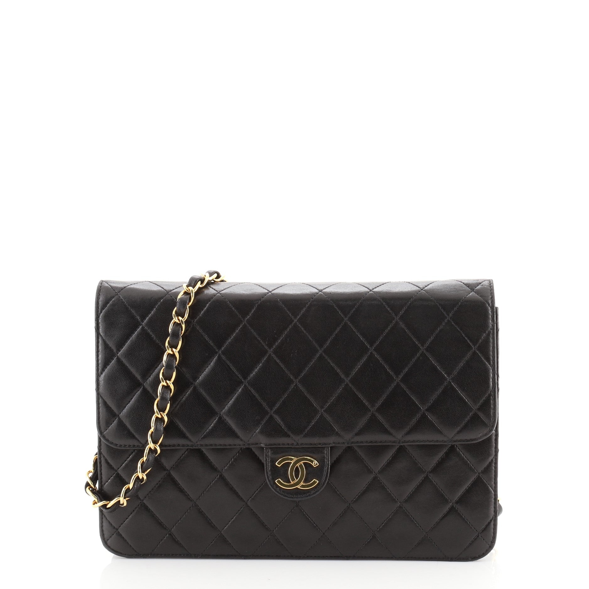 Vintage Clutch with Chain Quilted Leather Medium