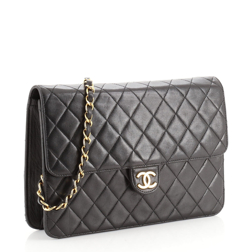 Vintage Clutch with Chain Quilted Leather Medium