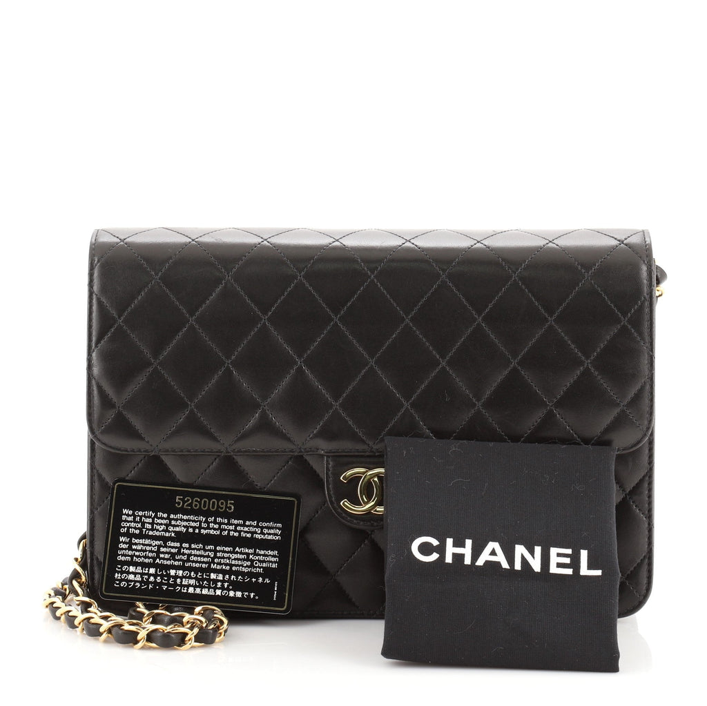 Vintage Clutch with Chain Quilted Leather Medium
