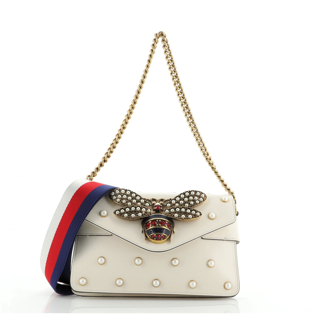 Broadway Pearly Bee Shoulder Bag Embellished Leather Mini