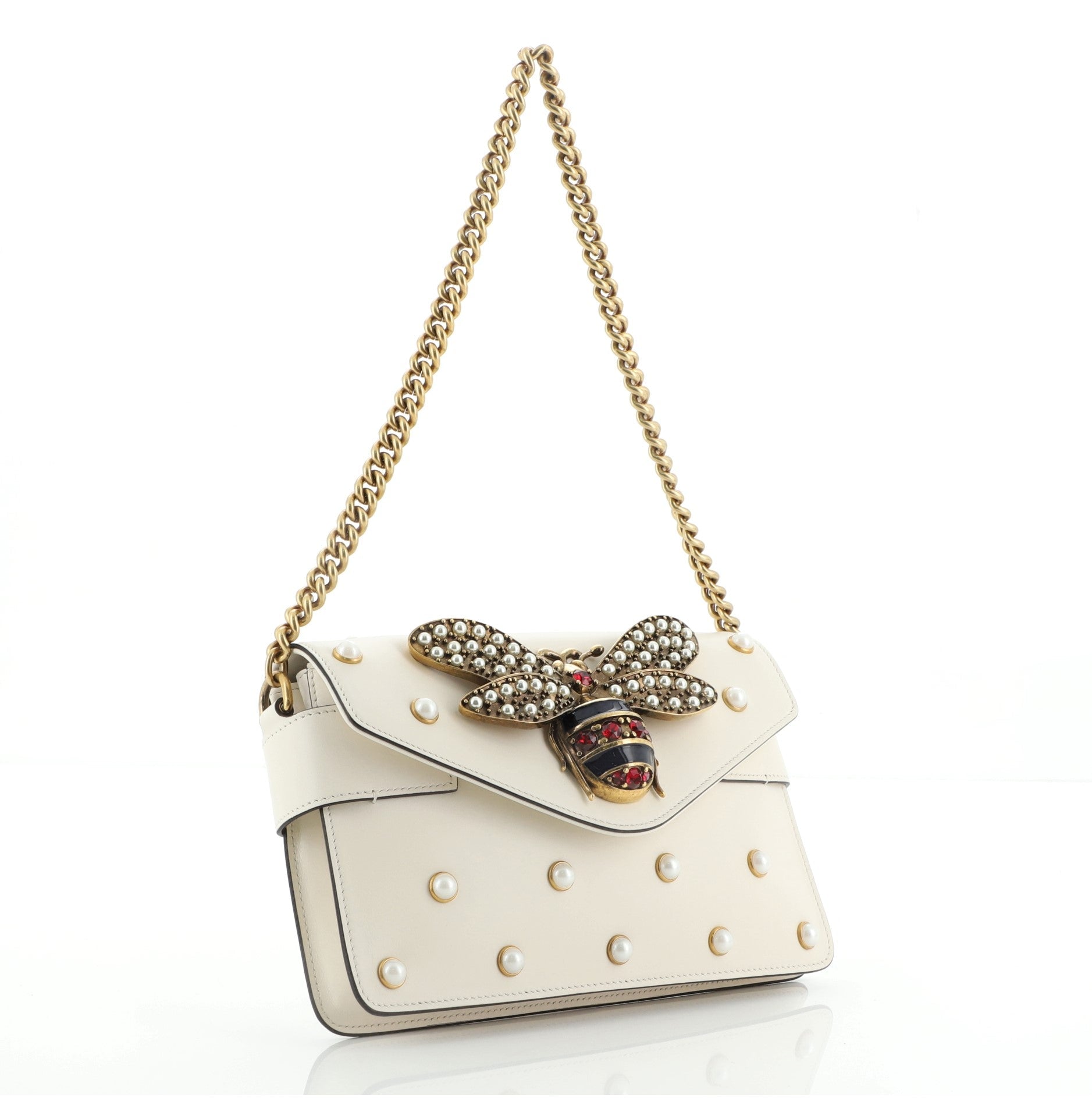 Broadway Pearly Bee Shoulder Bag Embellished Leather Mini