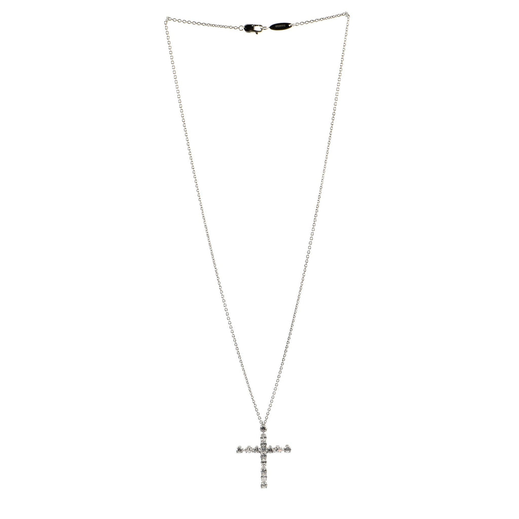 Madonna Cross Pendant Necklace Platinum with Diamonds Large