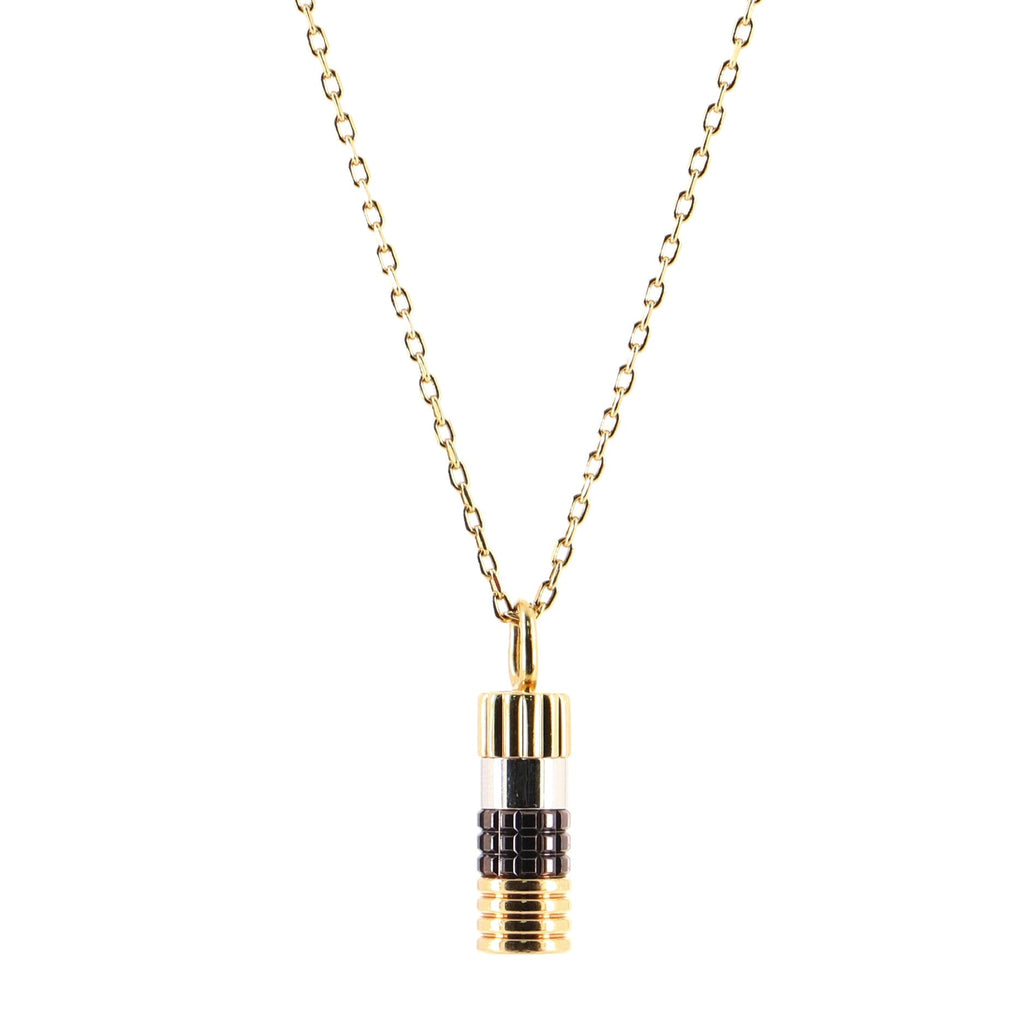 Quatre Pendant Necklace 18K Tricolor Gold and PVD
