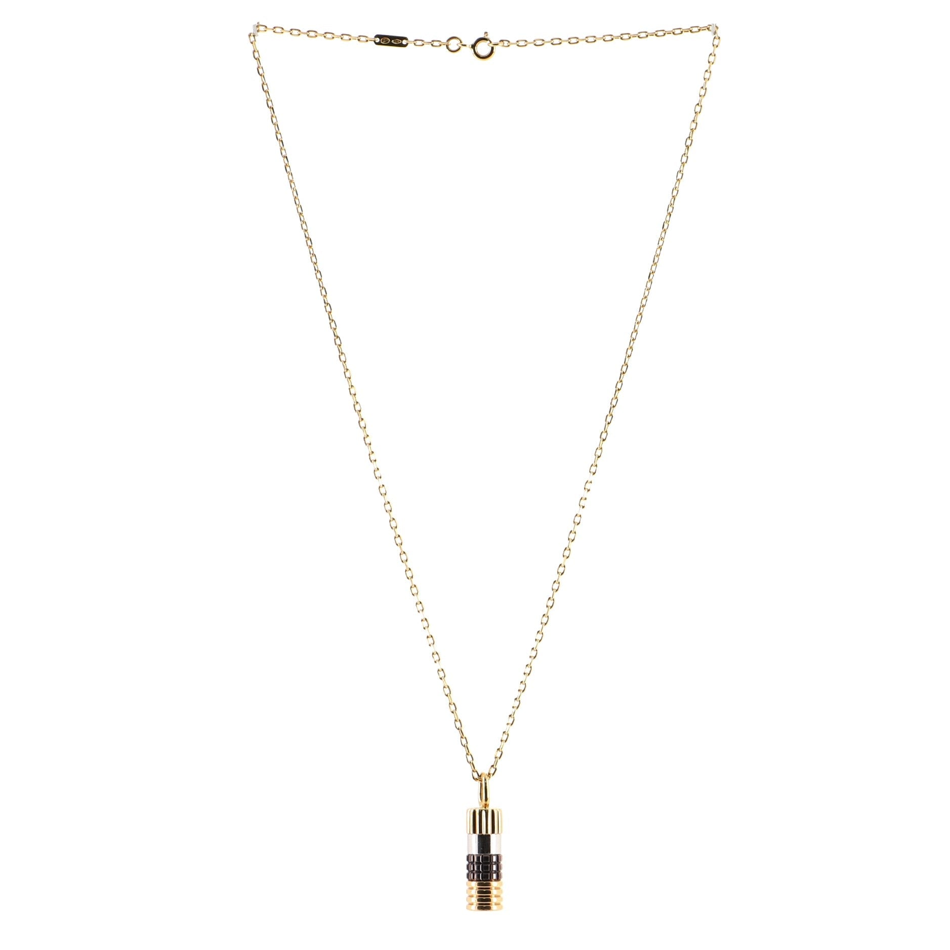 Quatre Pendant Necklace 18K Tricolor Gold and PVD